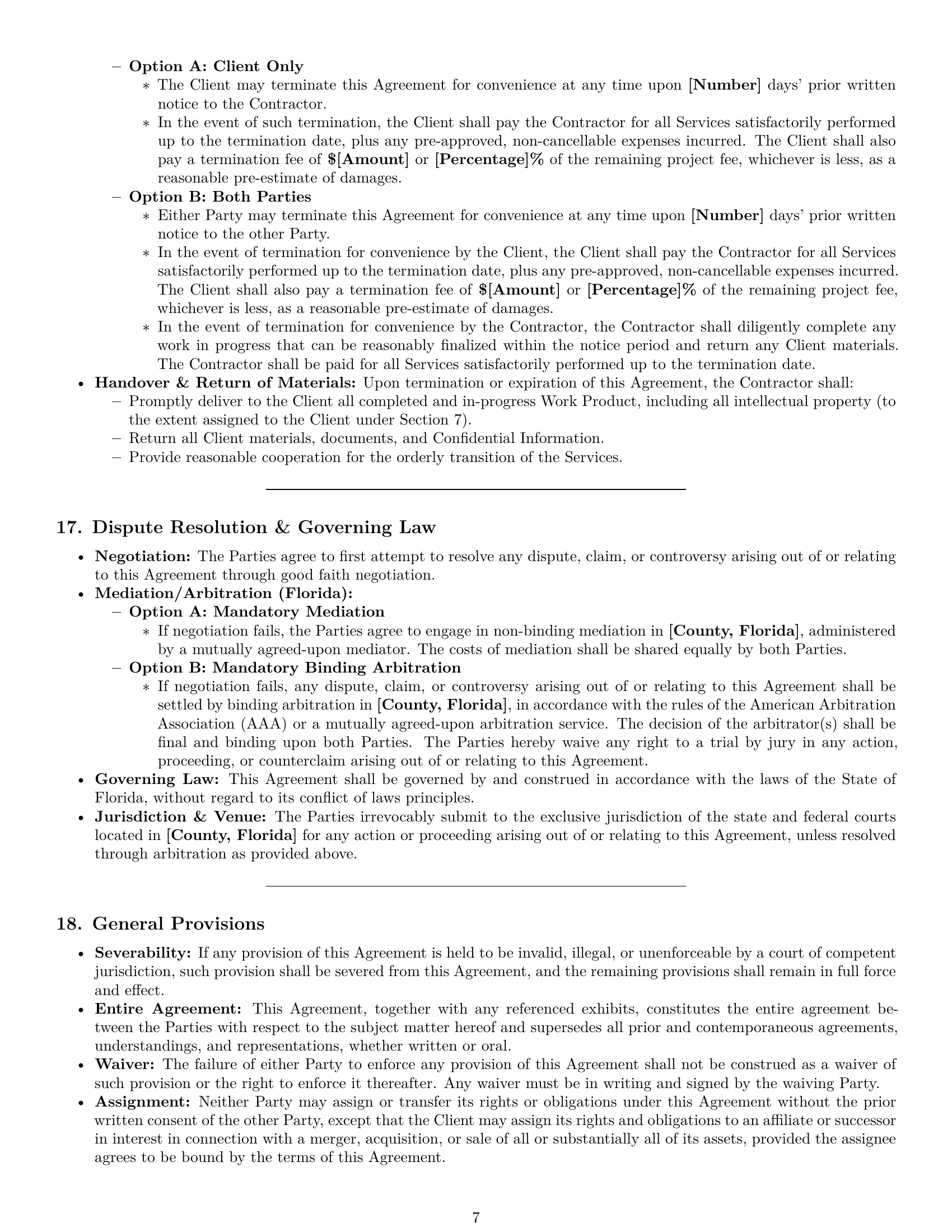 Preview page 7 of Pro Florida design independent contractor agreement template