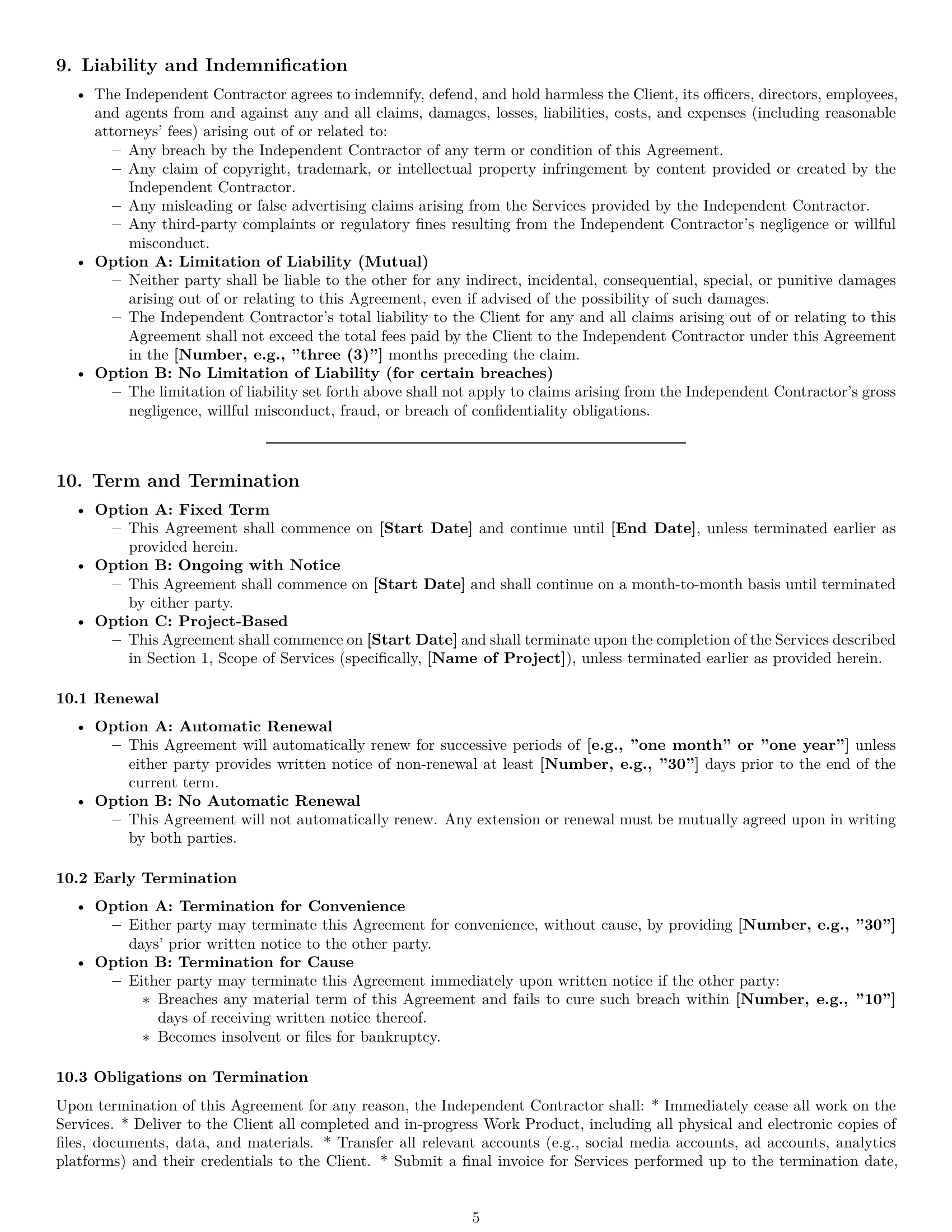 Preview page 5 of Pro Hawaii marketing independent contractor agreement template