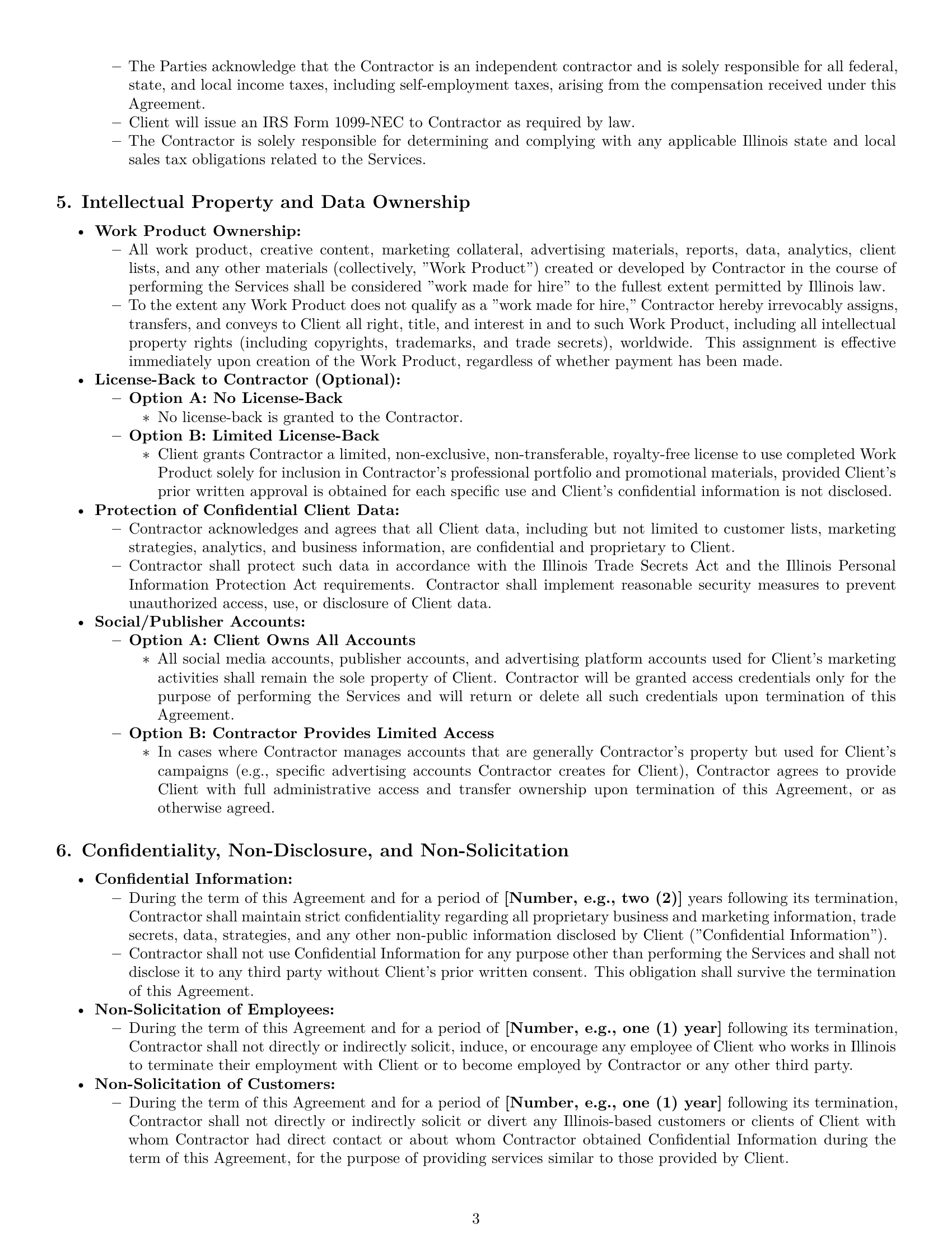 Preview page 3 of Pro Illinois marketing independent contractor agreement template