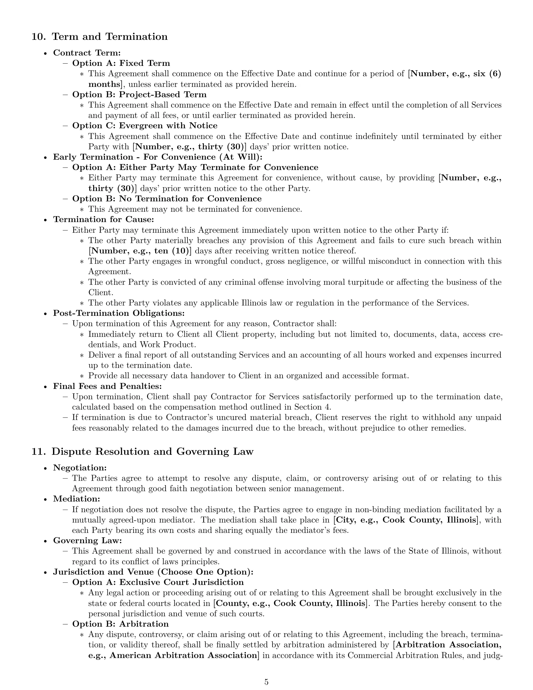Preview page 5 of Pro Illinois marketing independent contractor agreement template