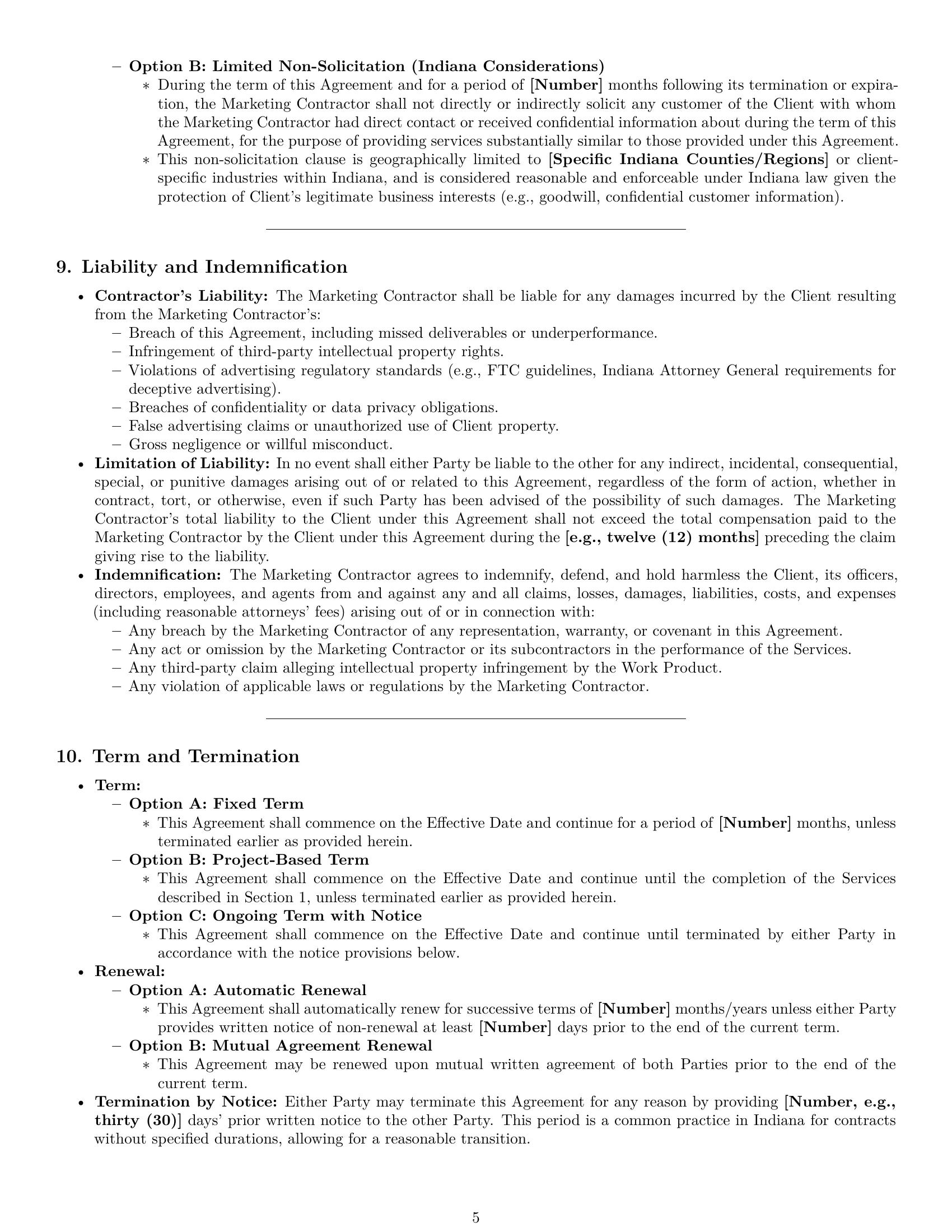 Preview page 5 of Pro Indiana marketing independent contractor agreement template