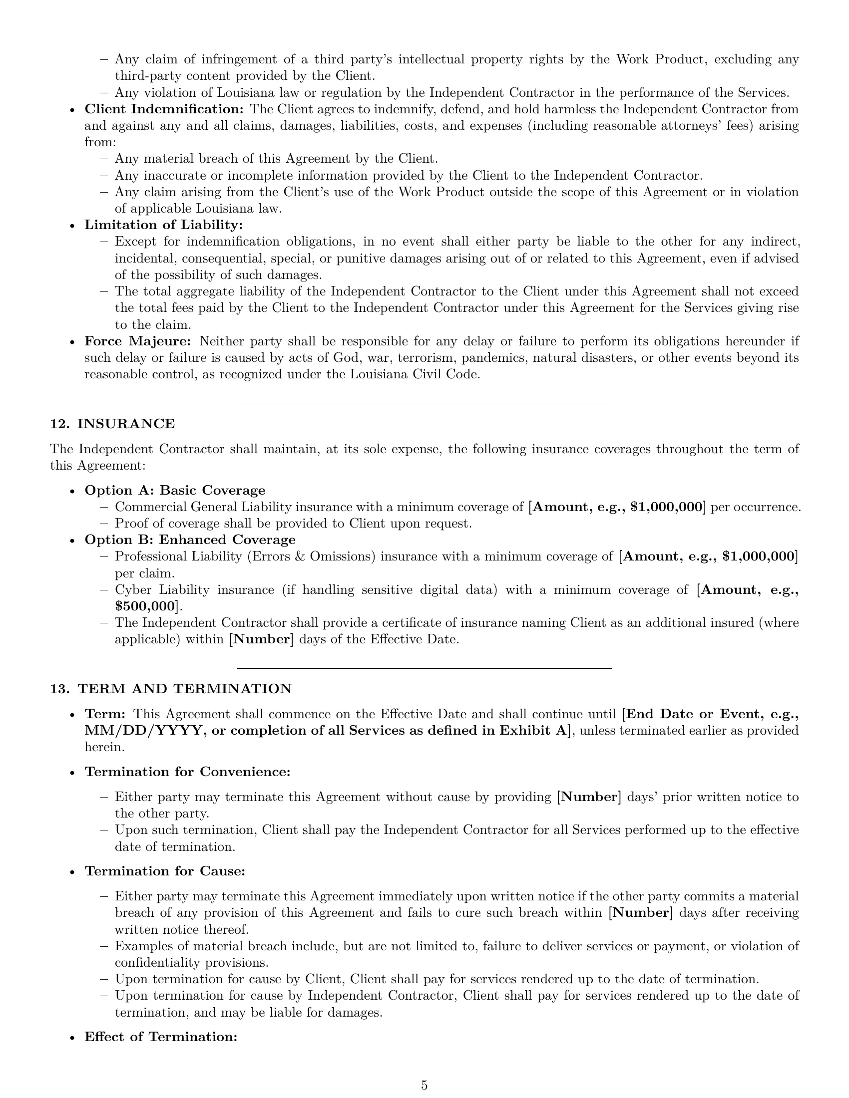 Preview page 5 of Pro Louisiana marketing independent contractor agreement template