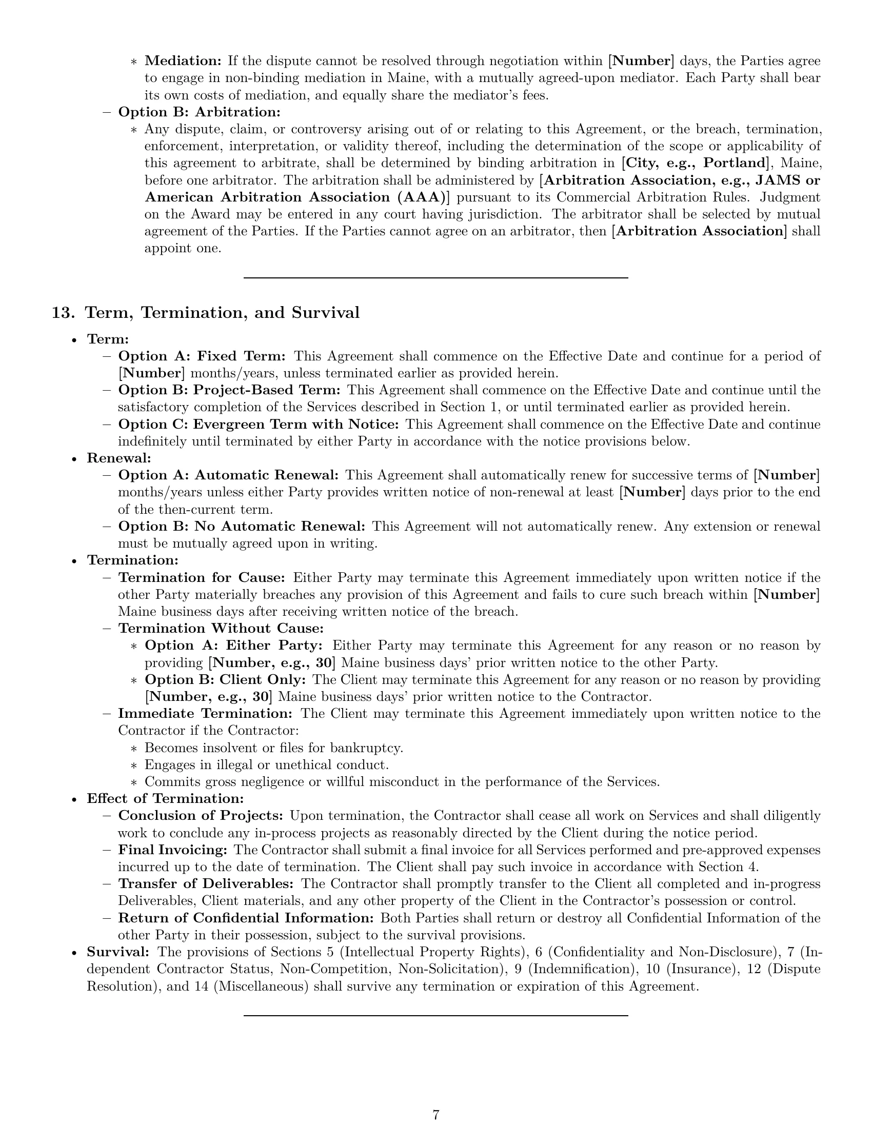 Preview page 7 of Pro Maine marketing independent contractor agreement template