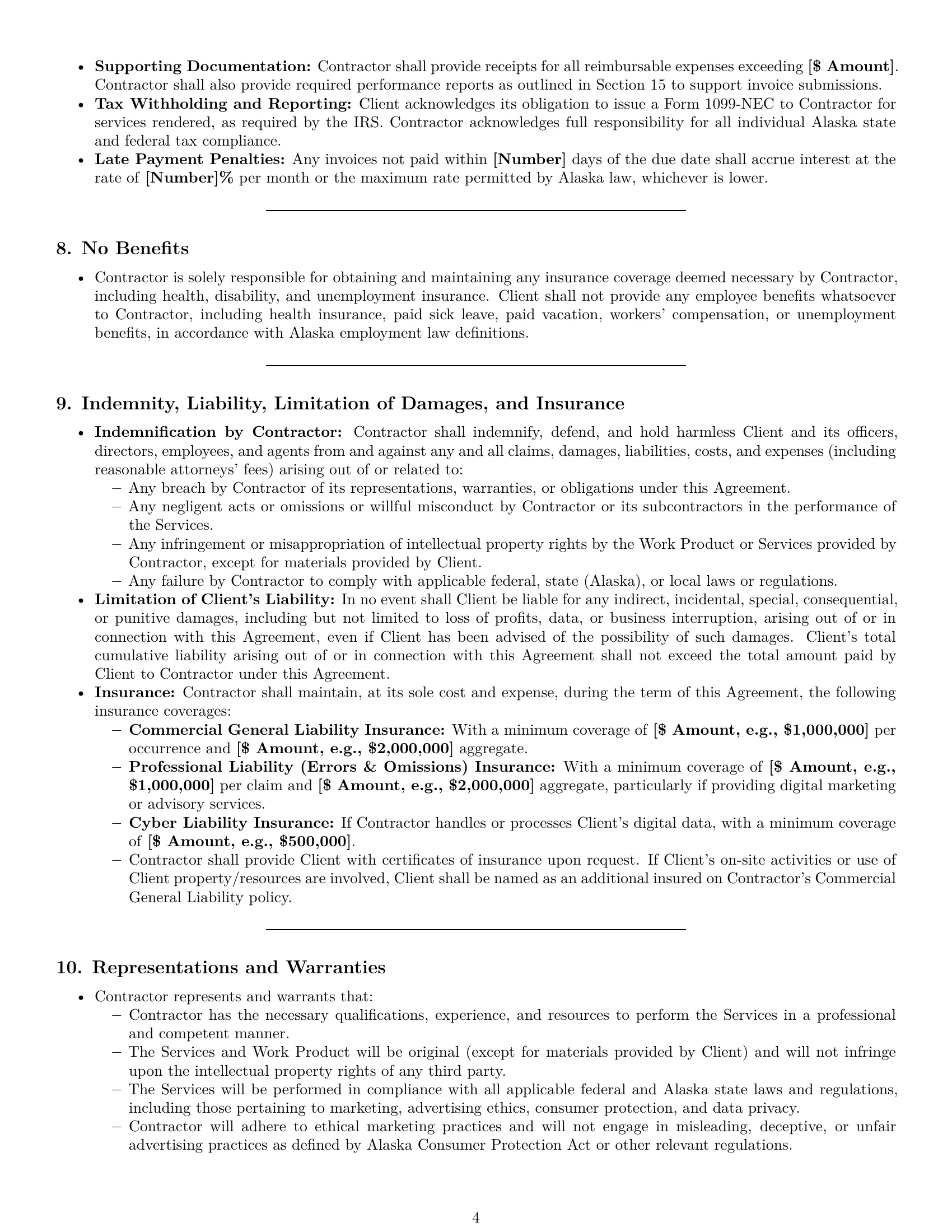 Preview page 4 of Pro Alaska marketing independent contractor agreement template