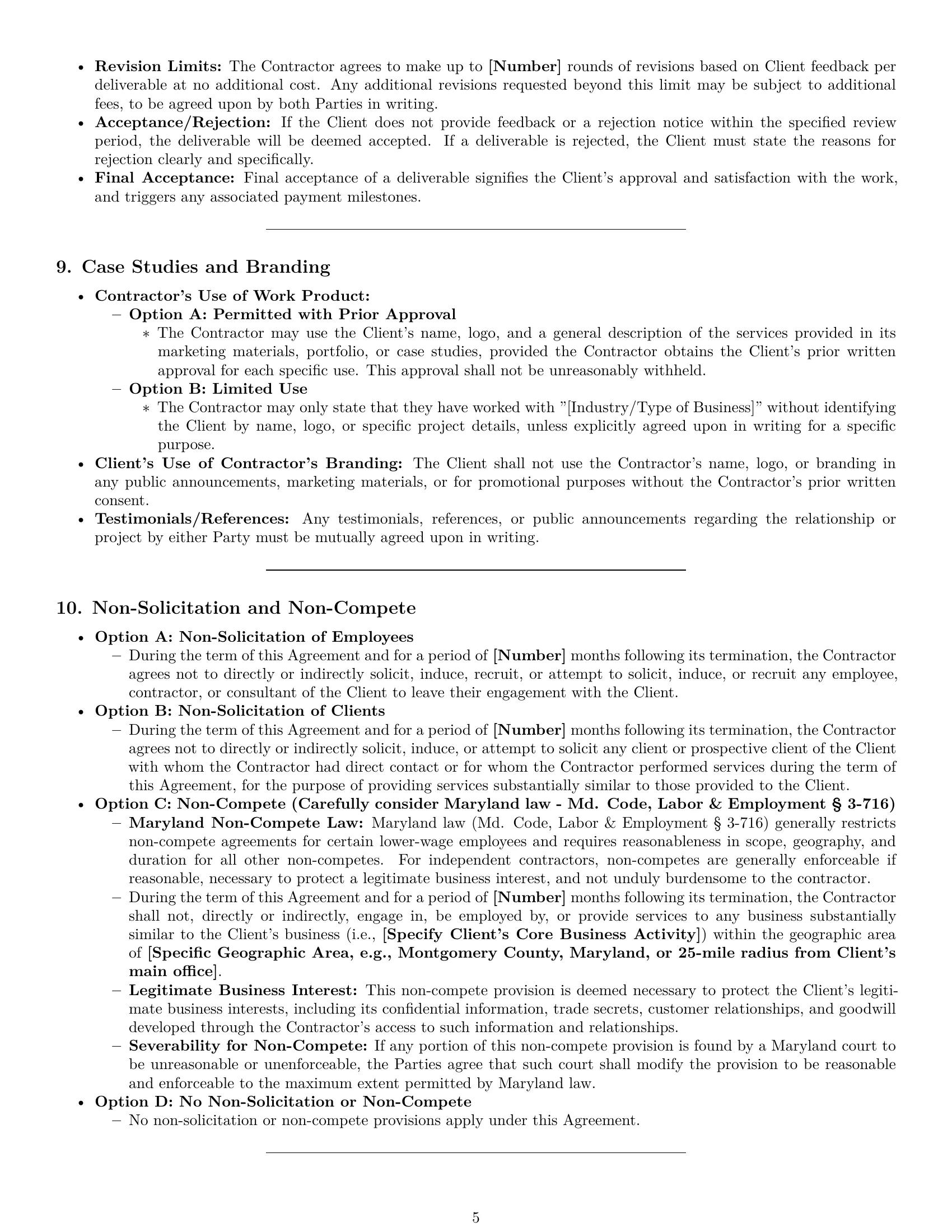 Preview page 5 of Pro Maryland marketing independent contractor agreement template