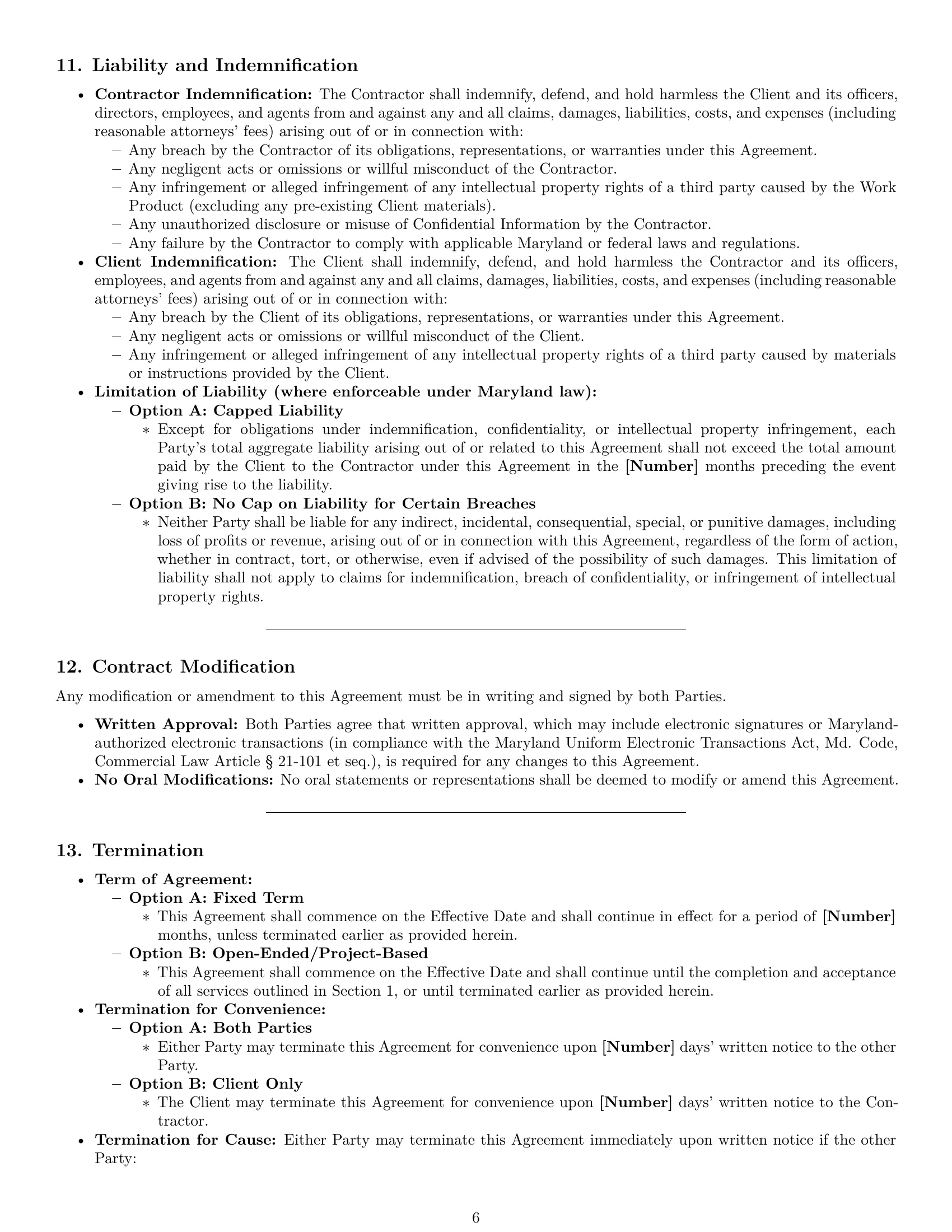 Preview page 6 of Pro Maryland marketing independent contractor agreement template