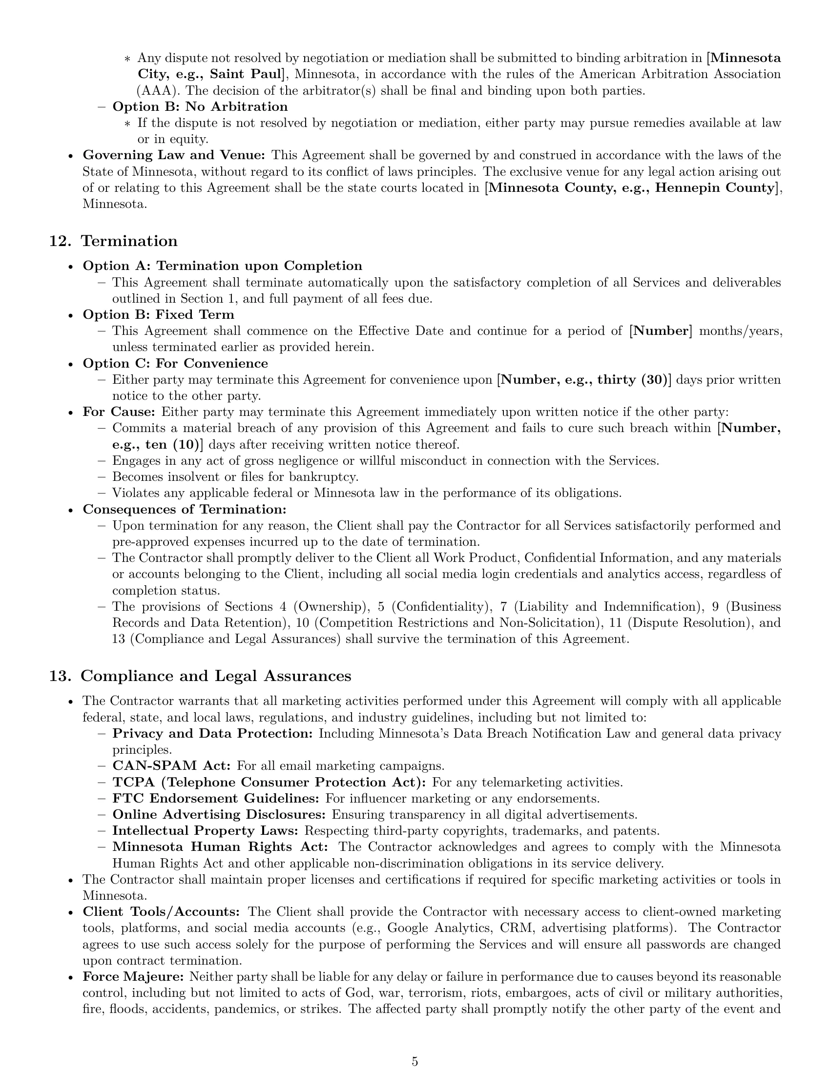 Preview page 5 of Pro Minnesota marketing independent contractor agreement template