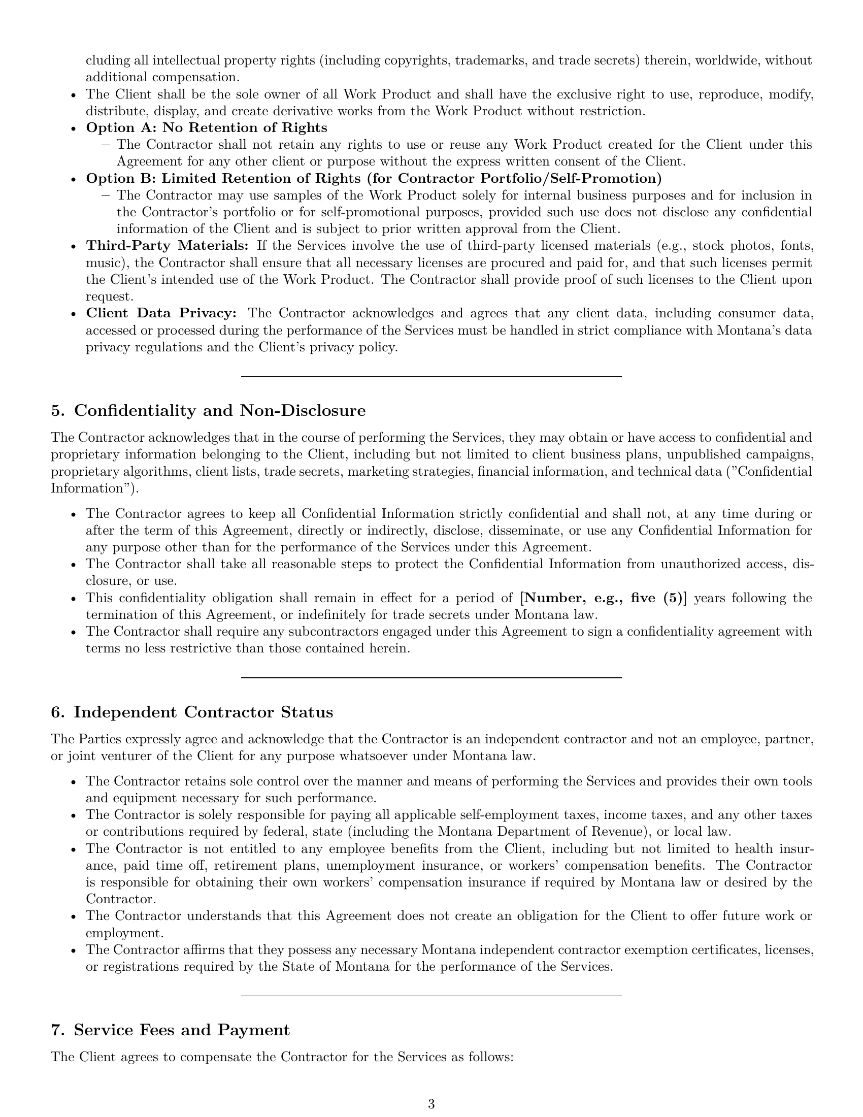 Preview page 3 of Pro Montana marketing independent contractor agreement template