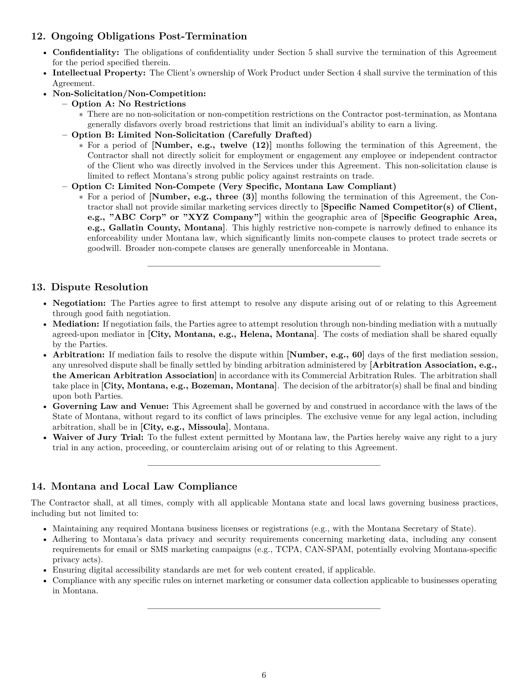 Preview page 6 of Pro Montana marketing independent contractor agreement template