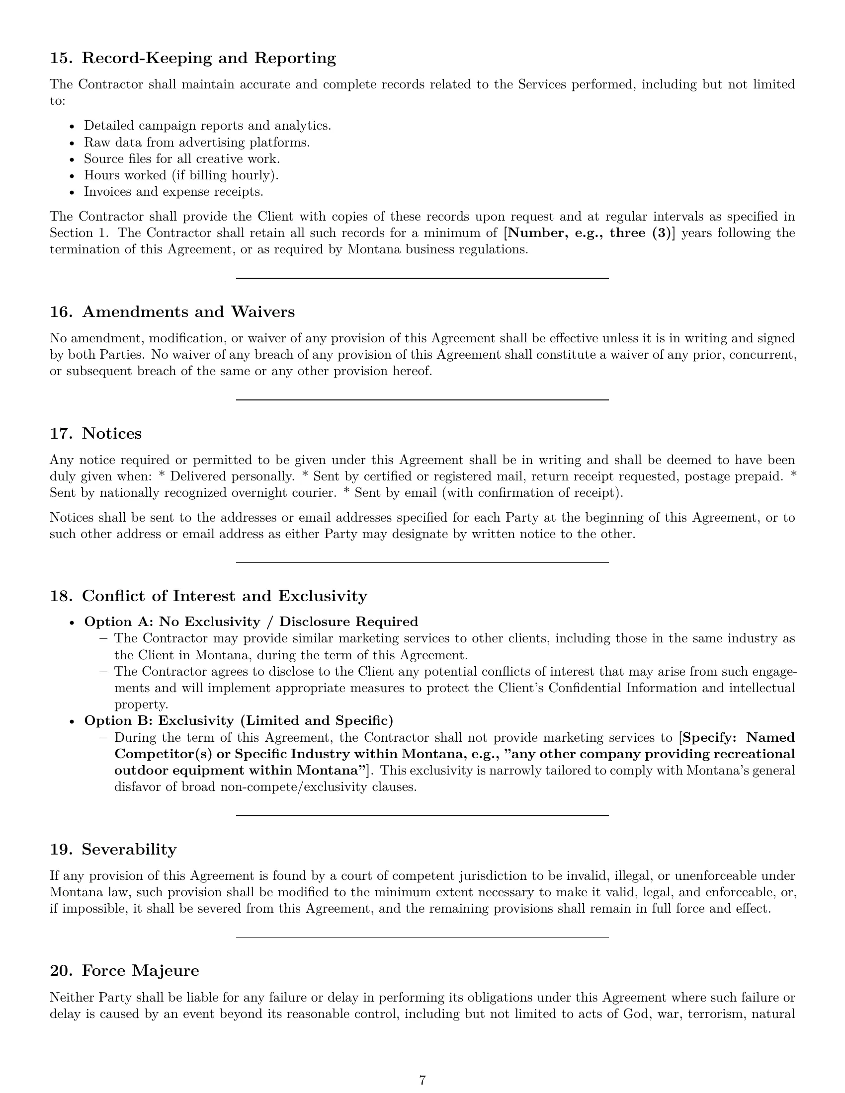 Preview page 7 of Pro Montana marketing independent contractor agreement template