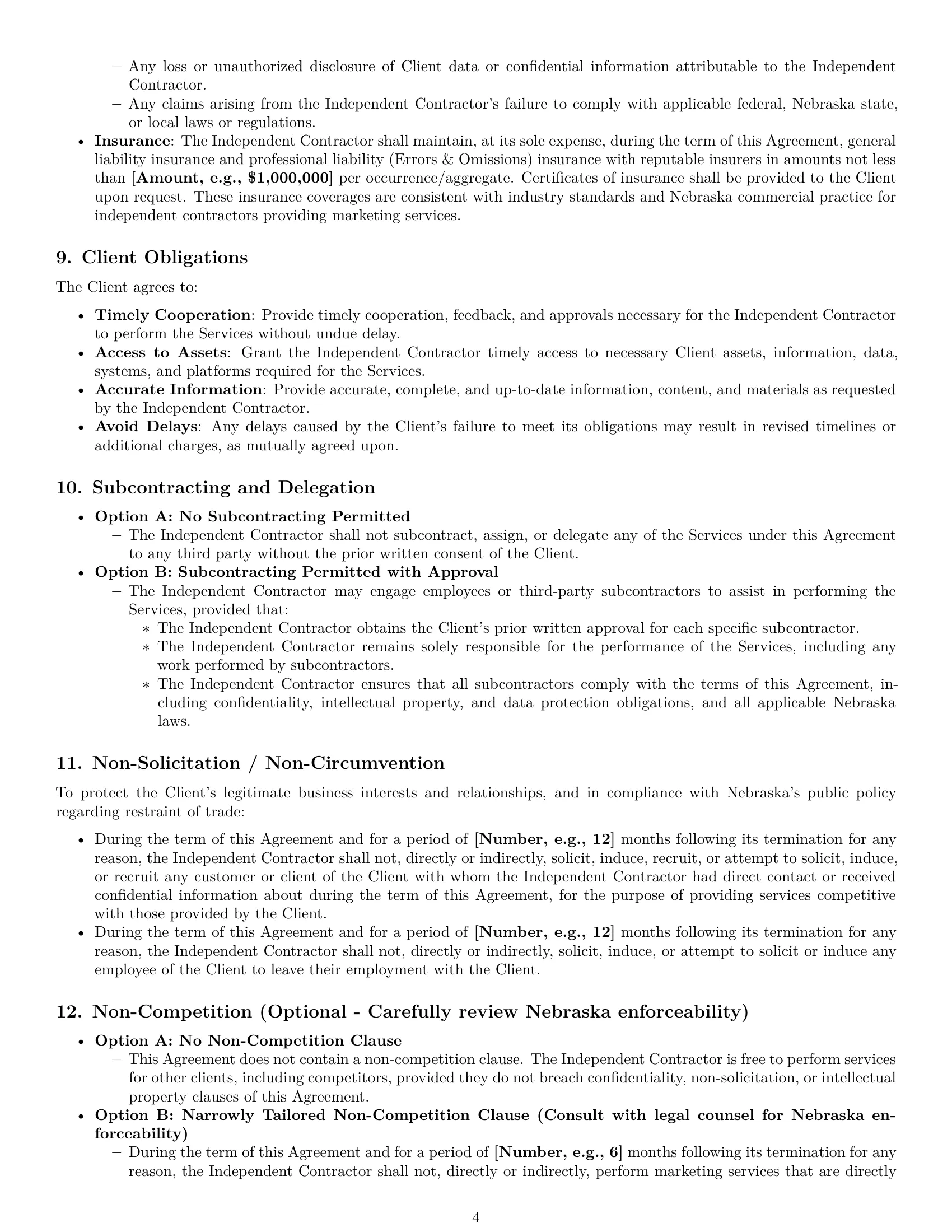 Preview page 4 of Pro Nebraska marketing independent contractor agreement template