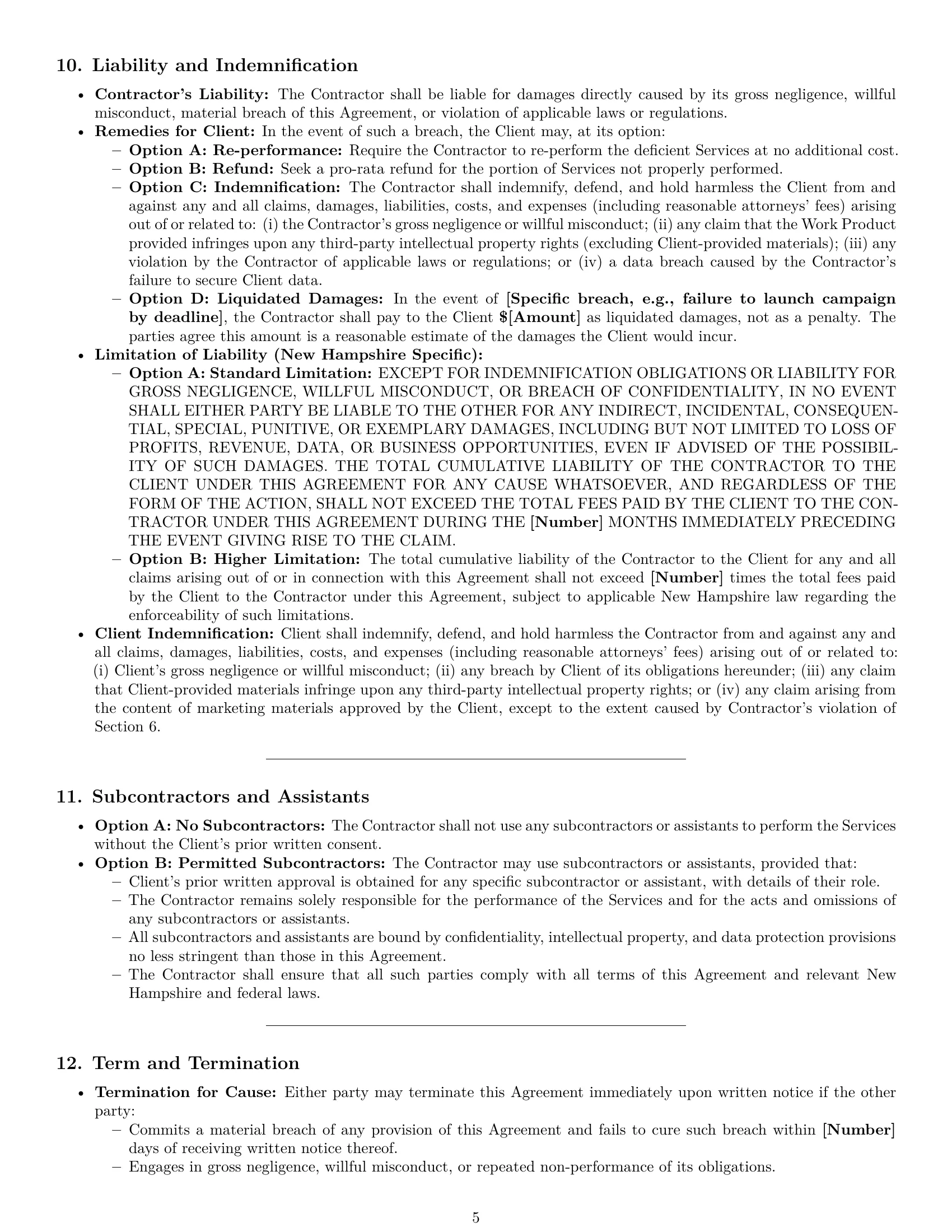 Preview page 5 of Pro New Hampshire marketing independent contractor agreement template