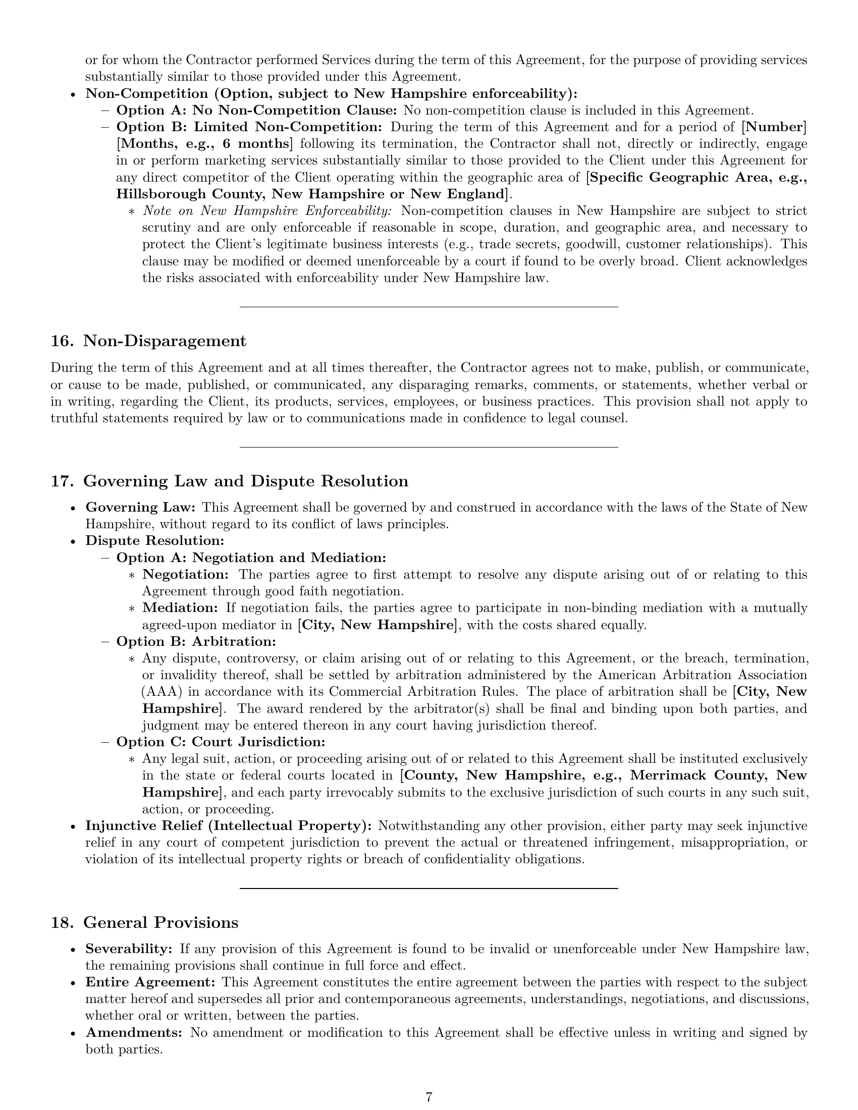 Preview page 7 of Pro New Hampshire marketing independent contractor agreement template