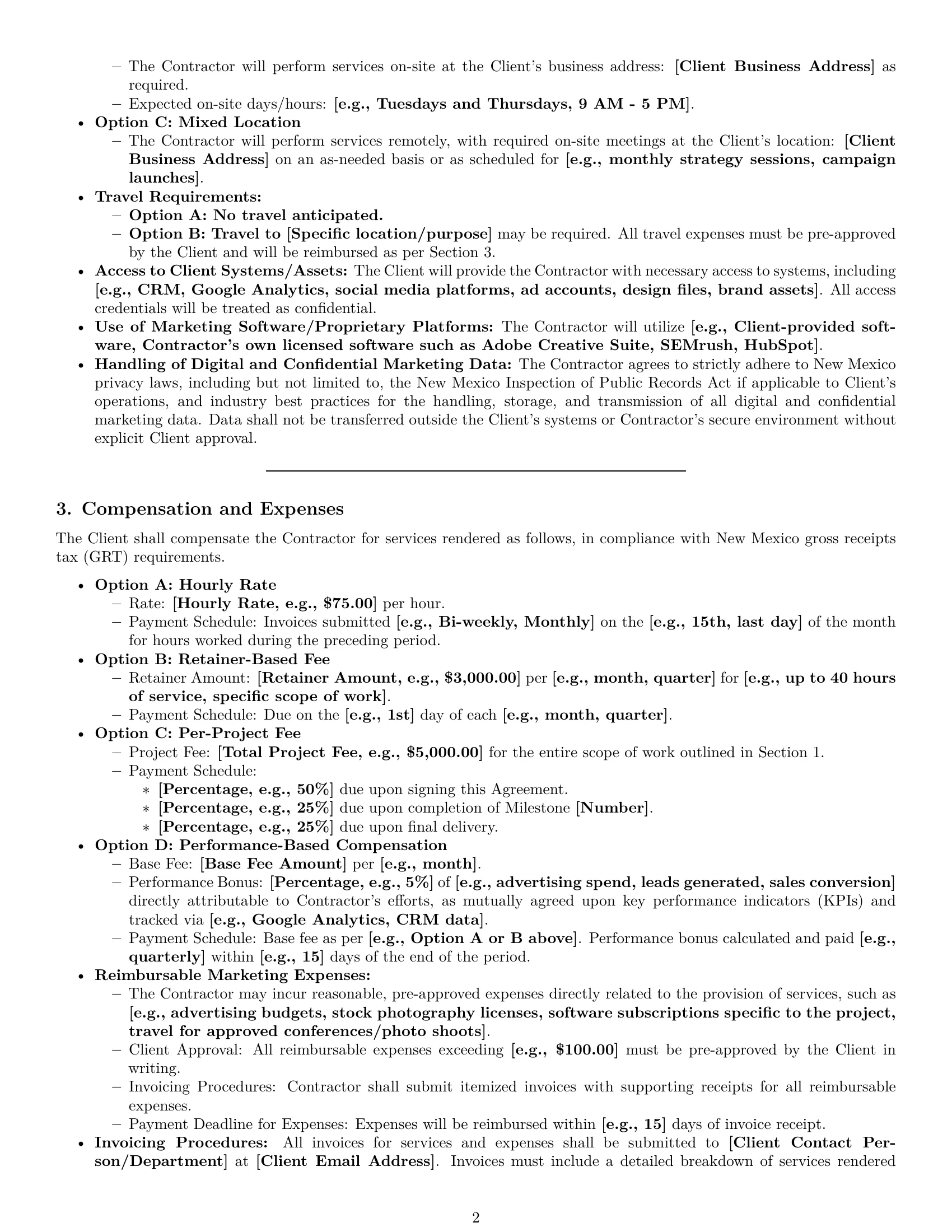 Preview page 2 of Pro New Mexico marketing independent contractor agreement template
