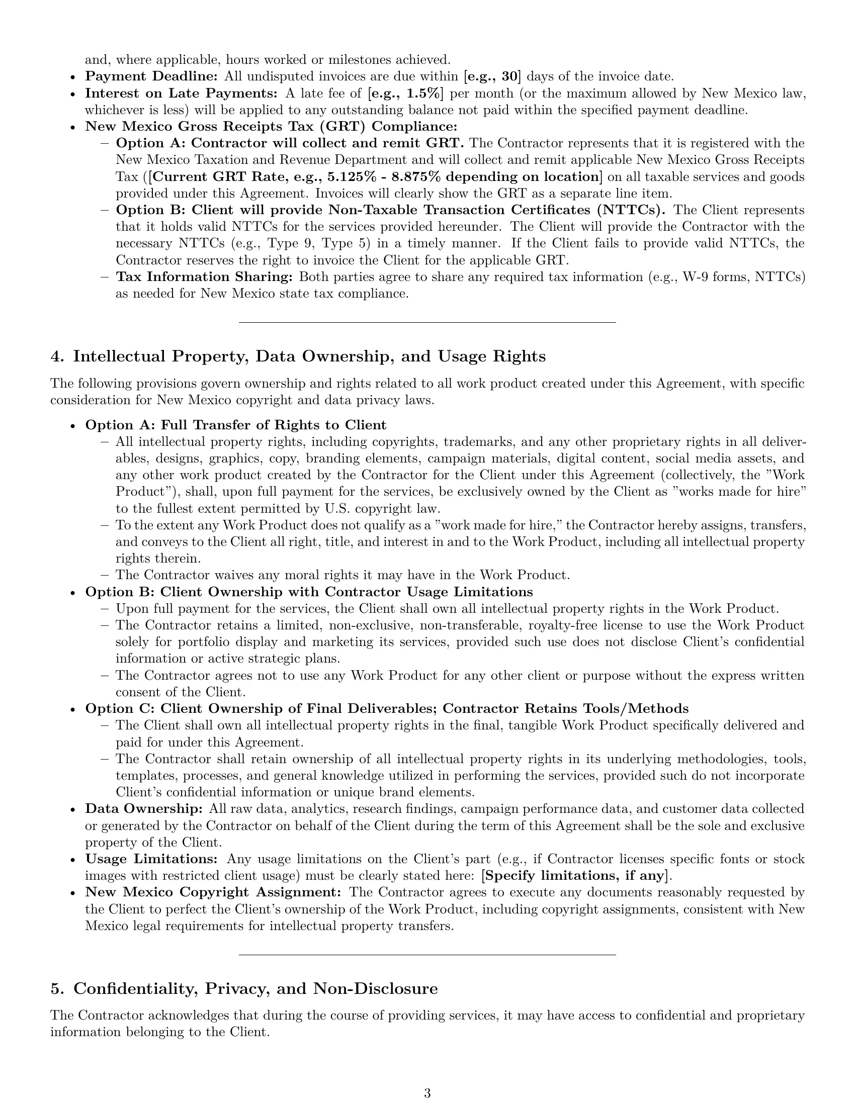 Preview page 3 of Pro New Mexico marketing independent contractor agreement template