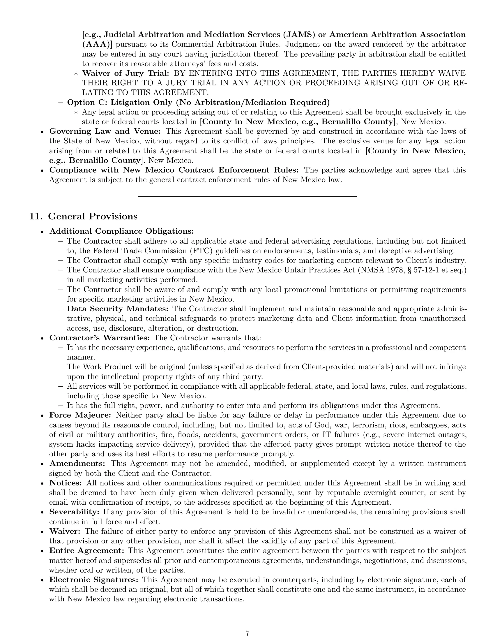 Preview page 7 of Pro New Mexico marketing independent contractor agreement template