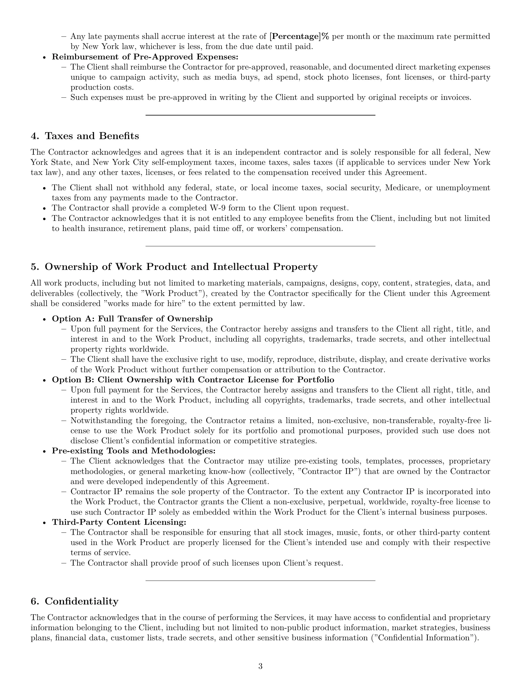 Preview page 3 of Pro New York marketing independent contractor agreement template