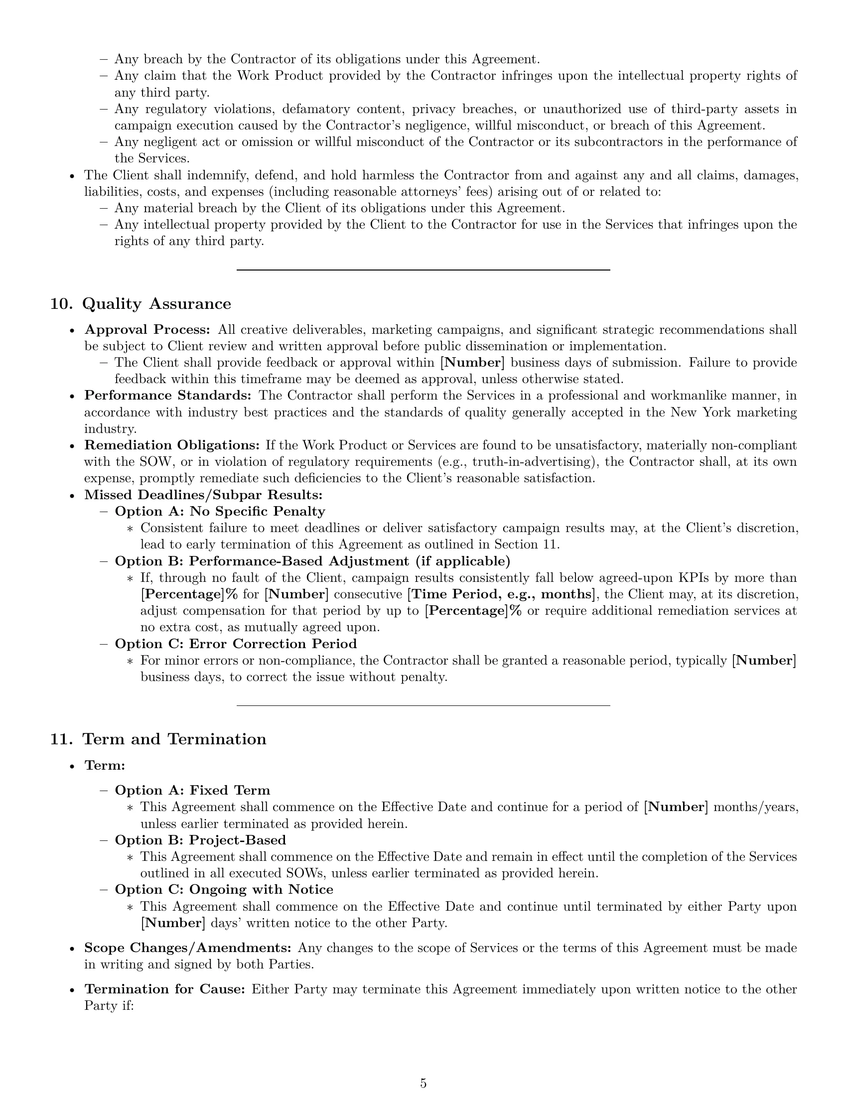Preview page 5 of Pro New York marketing independent contractor agreement template