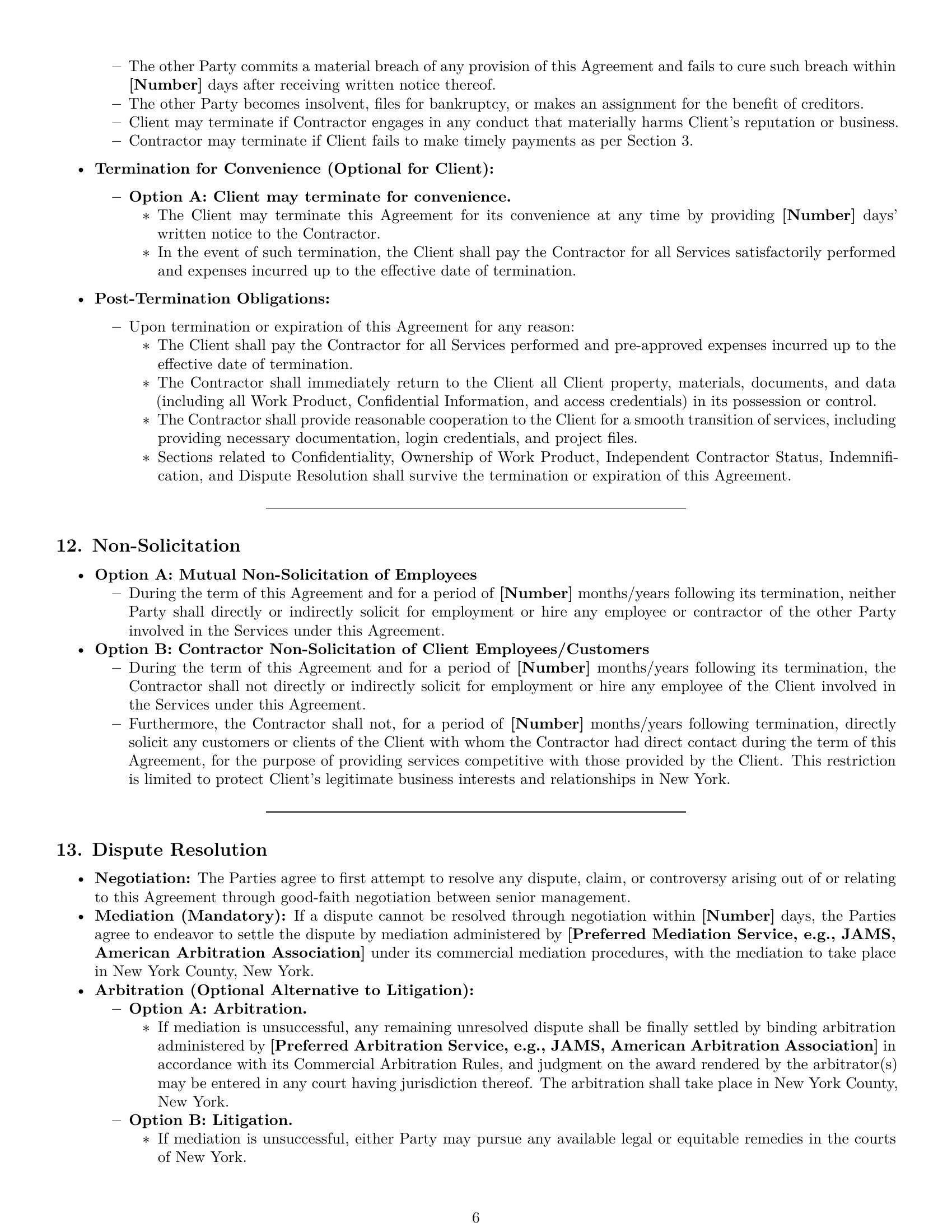 Preview page 6 of Pro New York marketing independent contractor agreement template