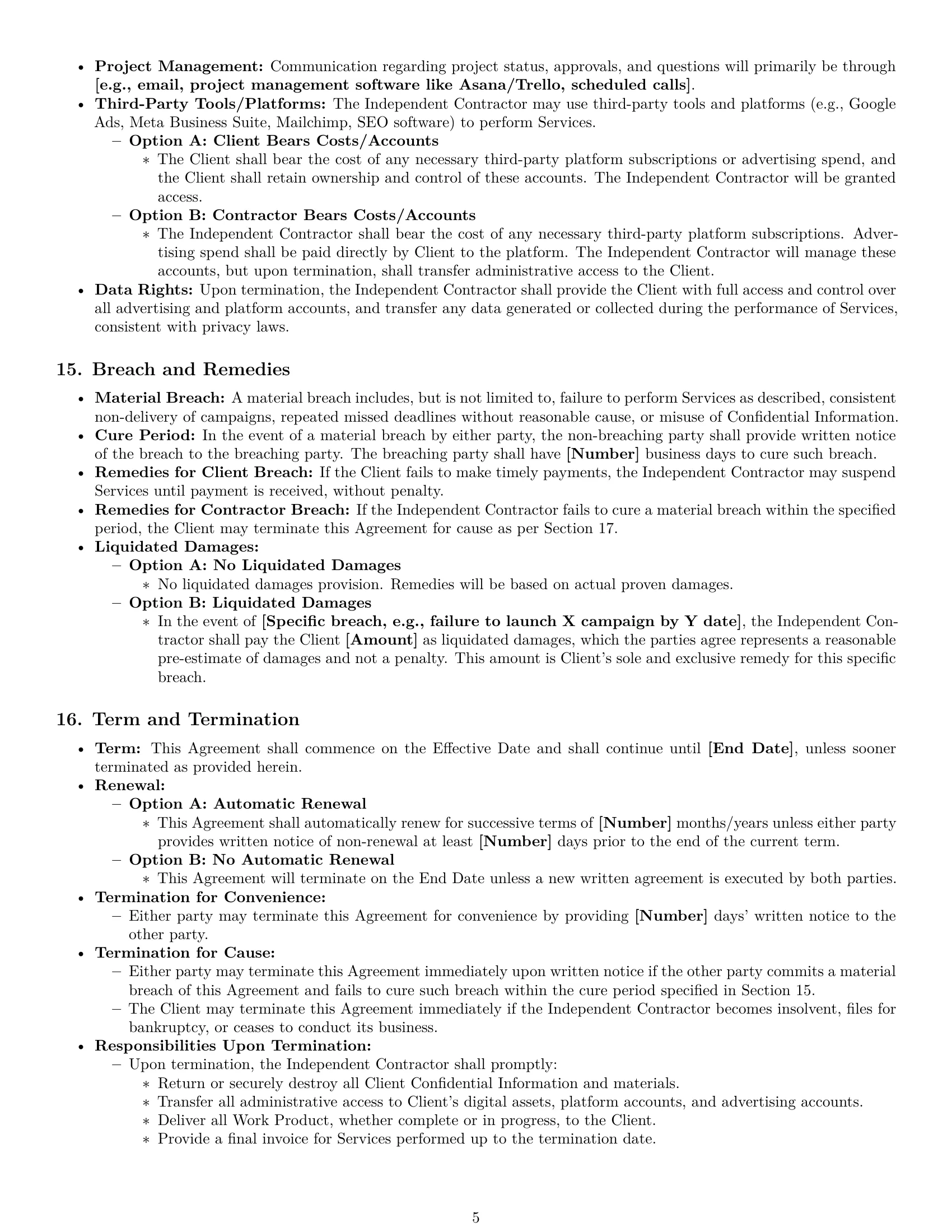Preview page 5 of Pro North Carolina marketing independent contractor agreement template