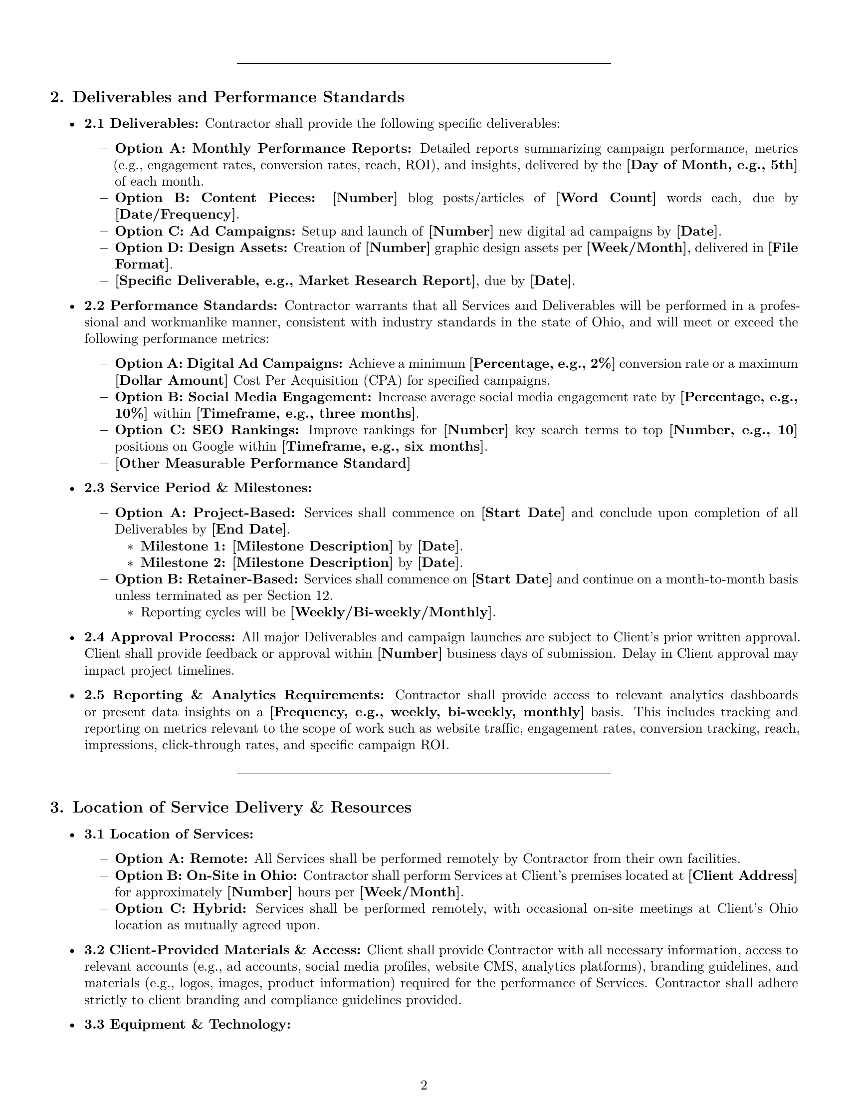 Preview page 2 of Pro Ohio marketing independent contractor agreement template