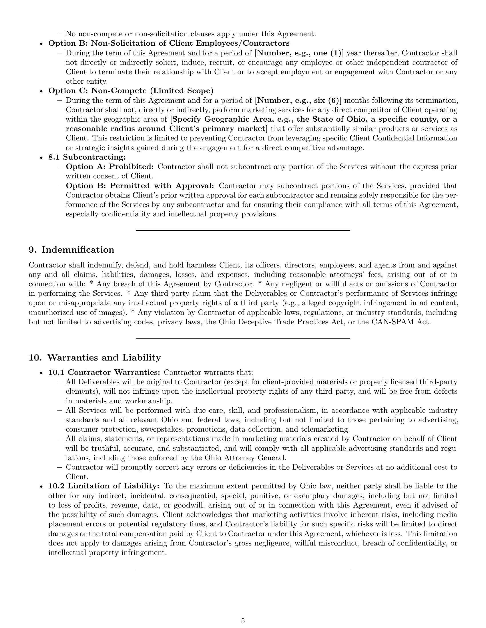 Preview page 5 of Pro Ohio marketing independent contractor agreement template
