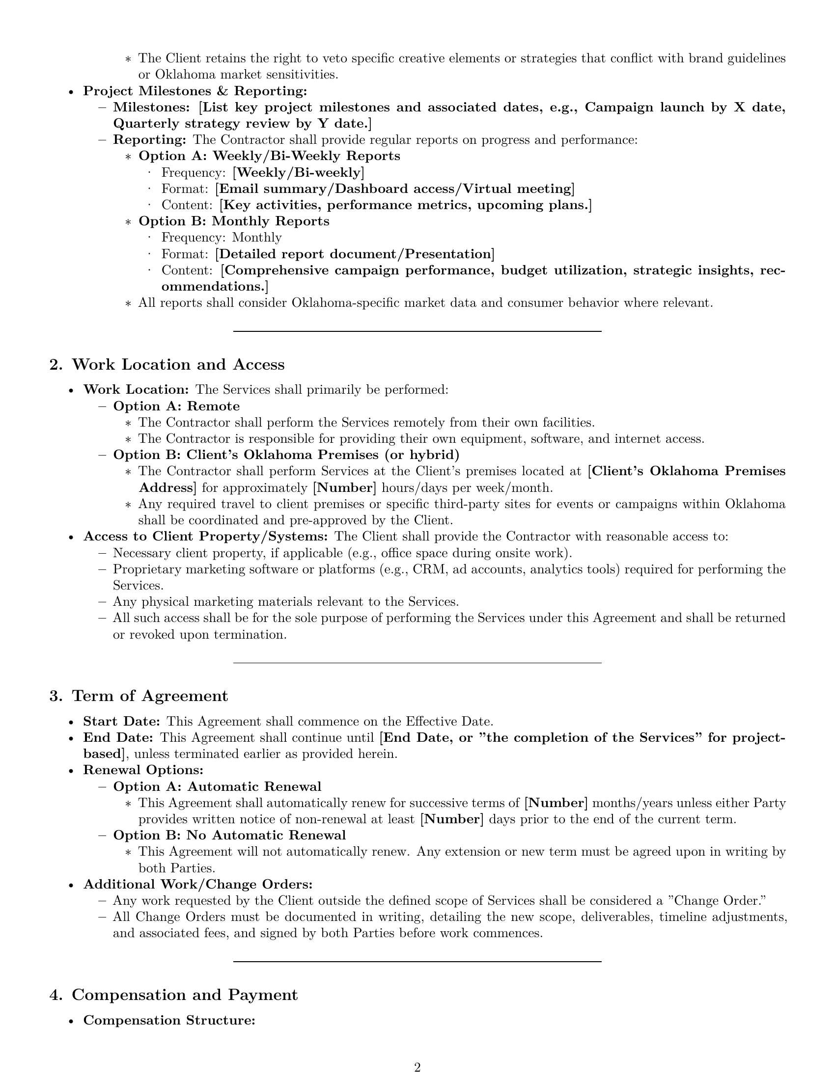 Preview page 2 of Pro Oklahoma marketing independent contractor agreement template