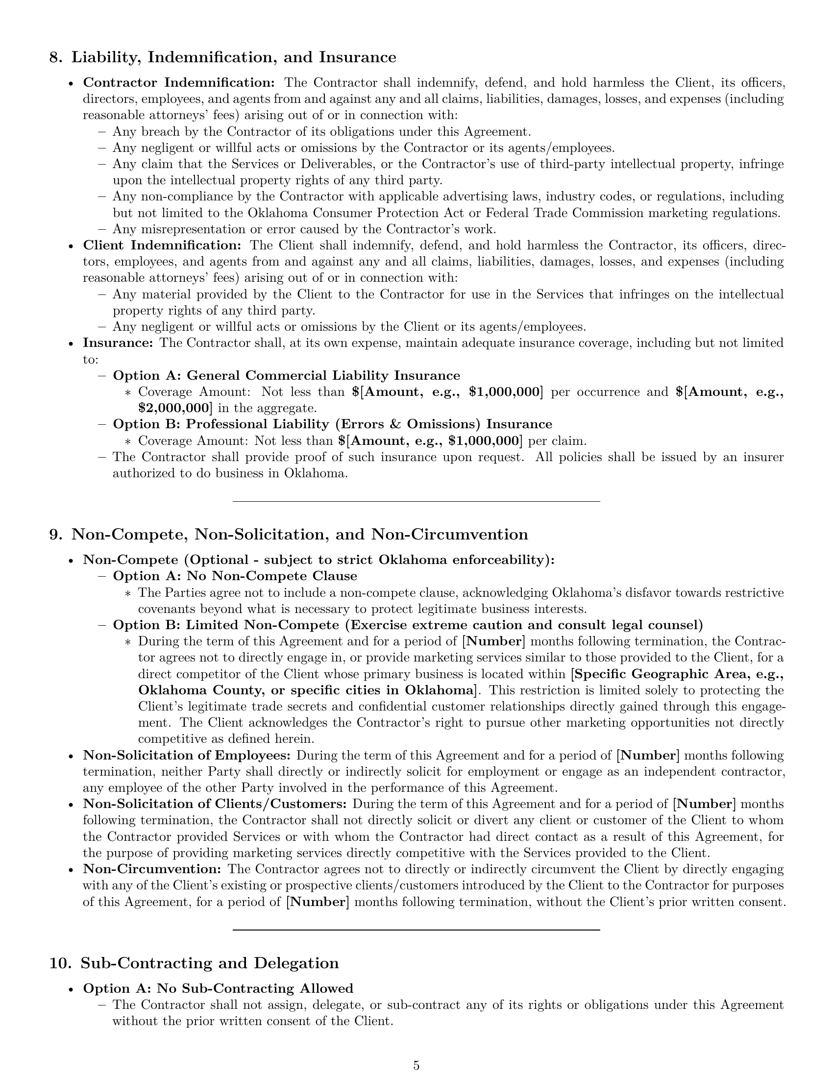Preview page 5 of Pro Oklahoma marketing independent contractor agreement template