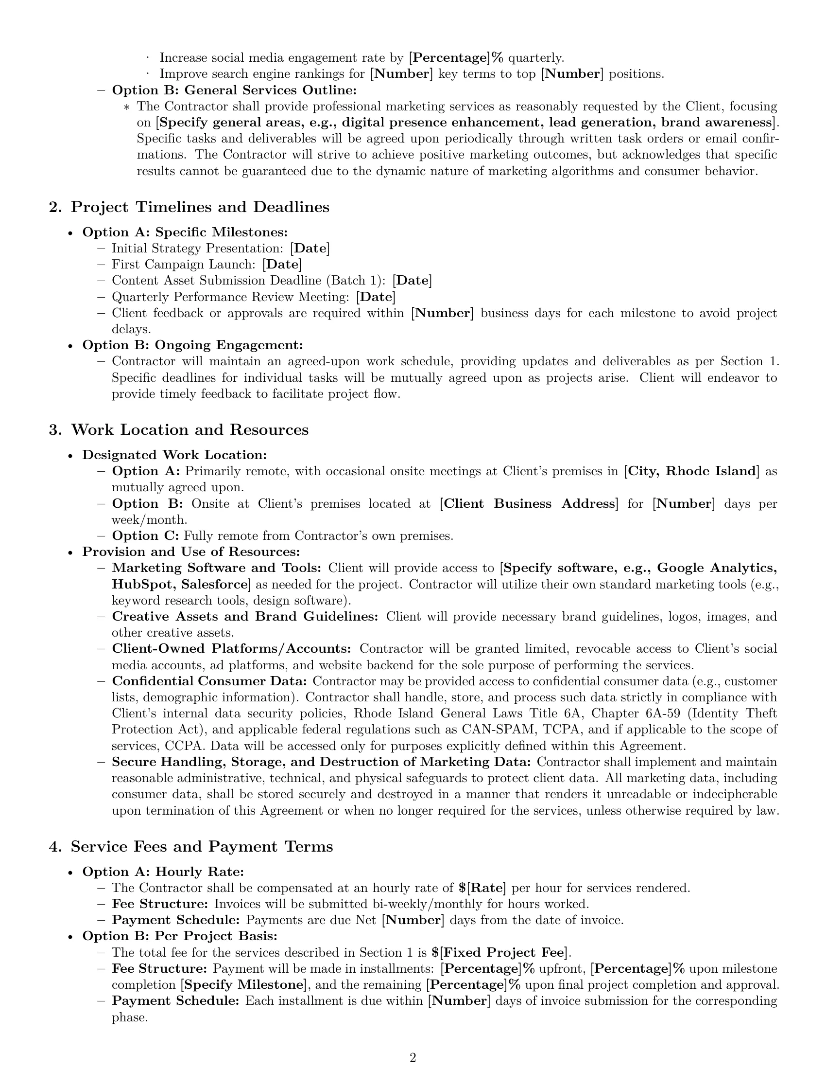 Preview page 2 of Pro Rhode Island marketing independent contractor agreement template