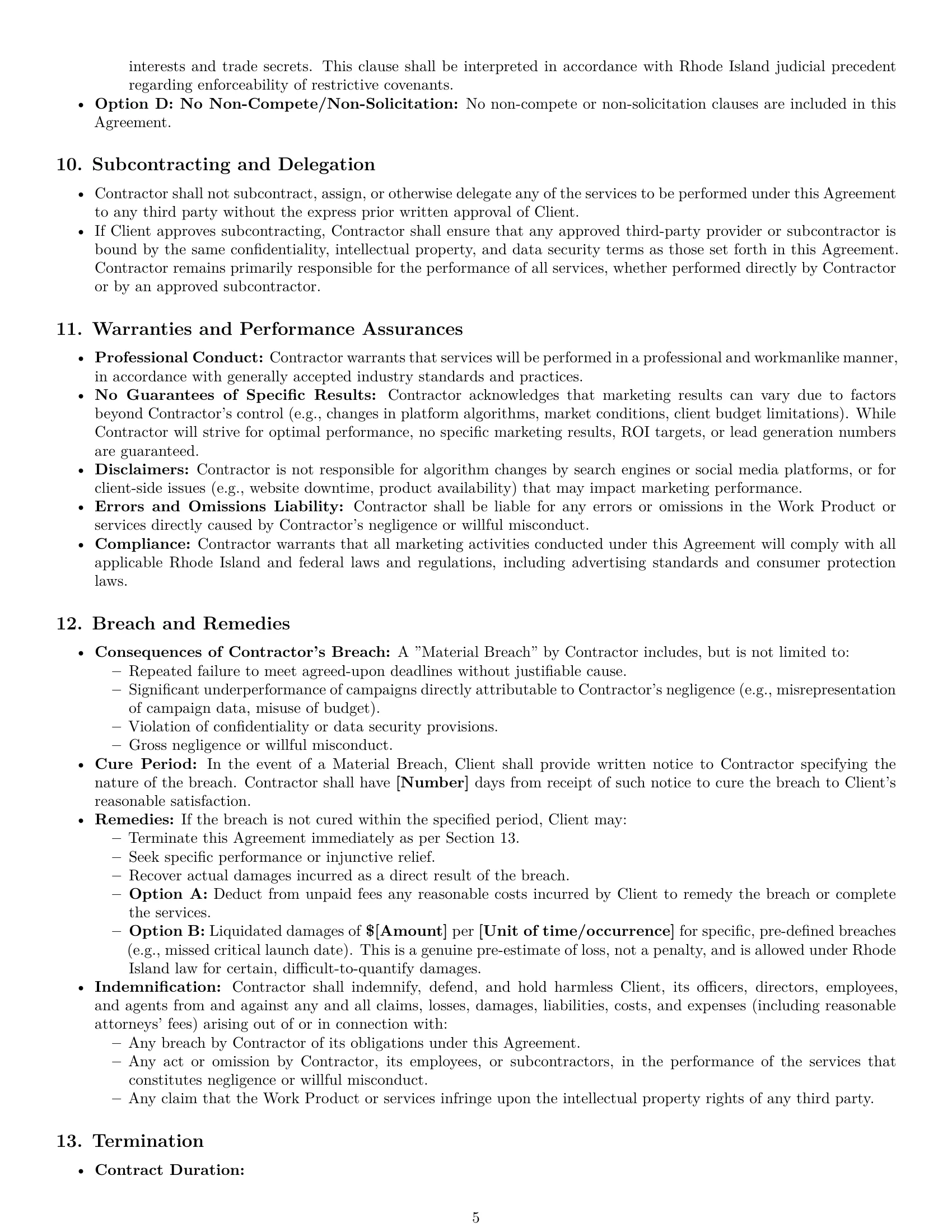 Preview page 5 of Pro Rhode Island marketing independent contractor agreement template
