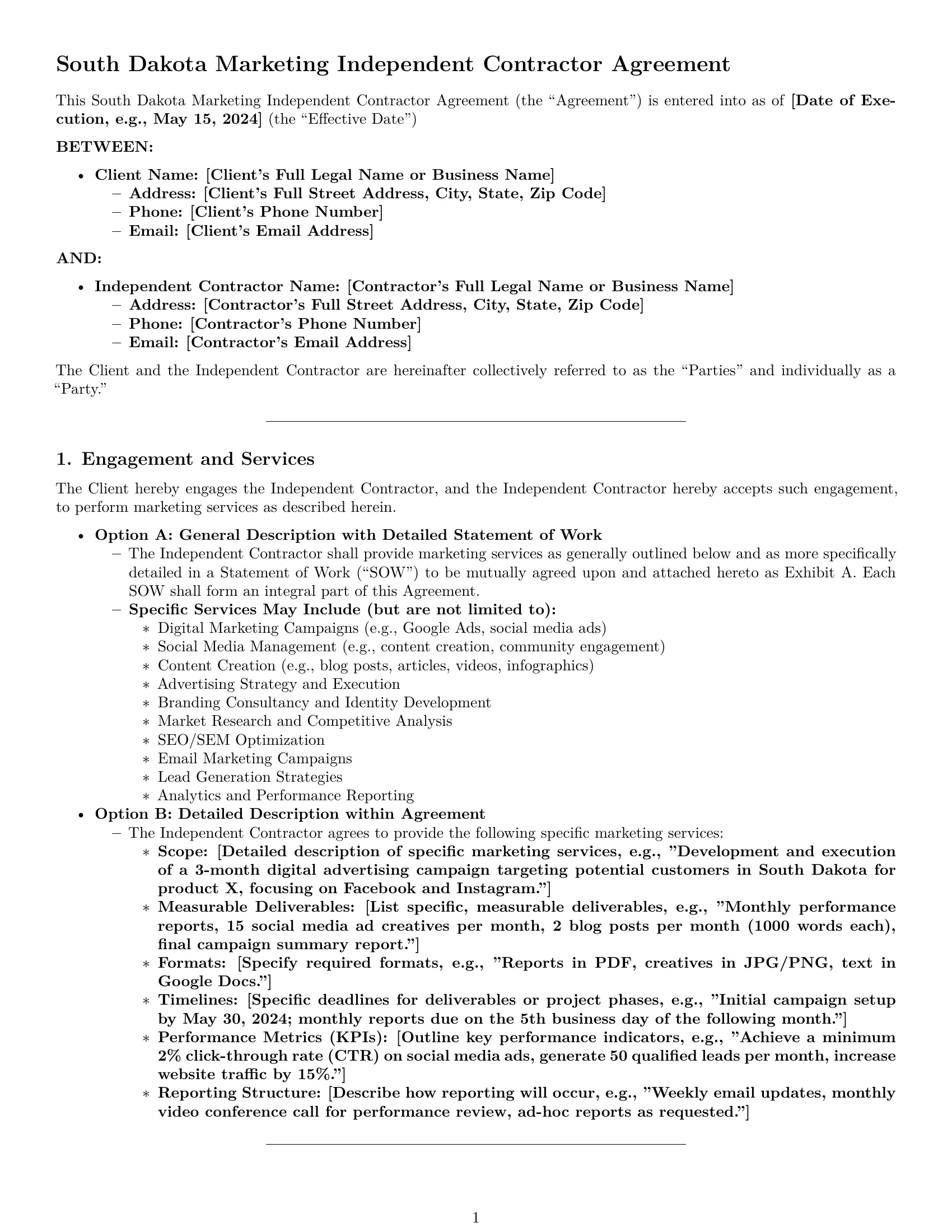 Preview page 1 of Pro South Dakota marketing independent contractor agreement template