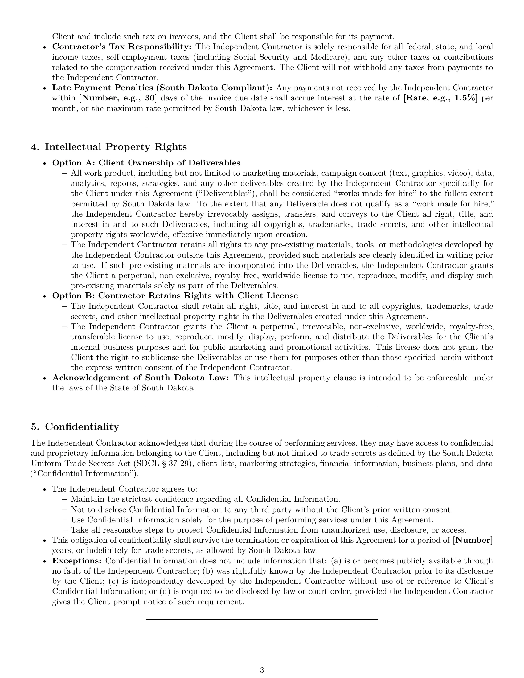 Preview page 3 of Pro South Dakota marketing independent contractor agreement template