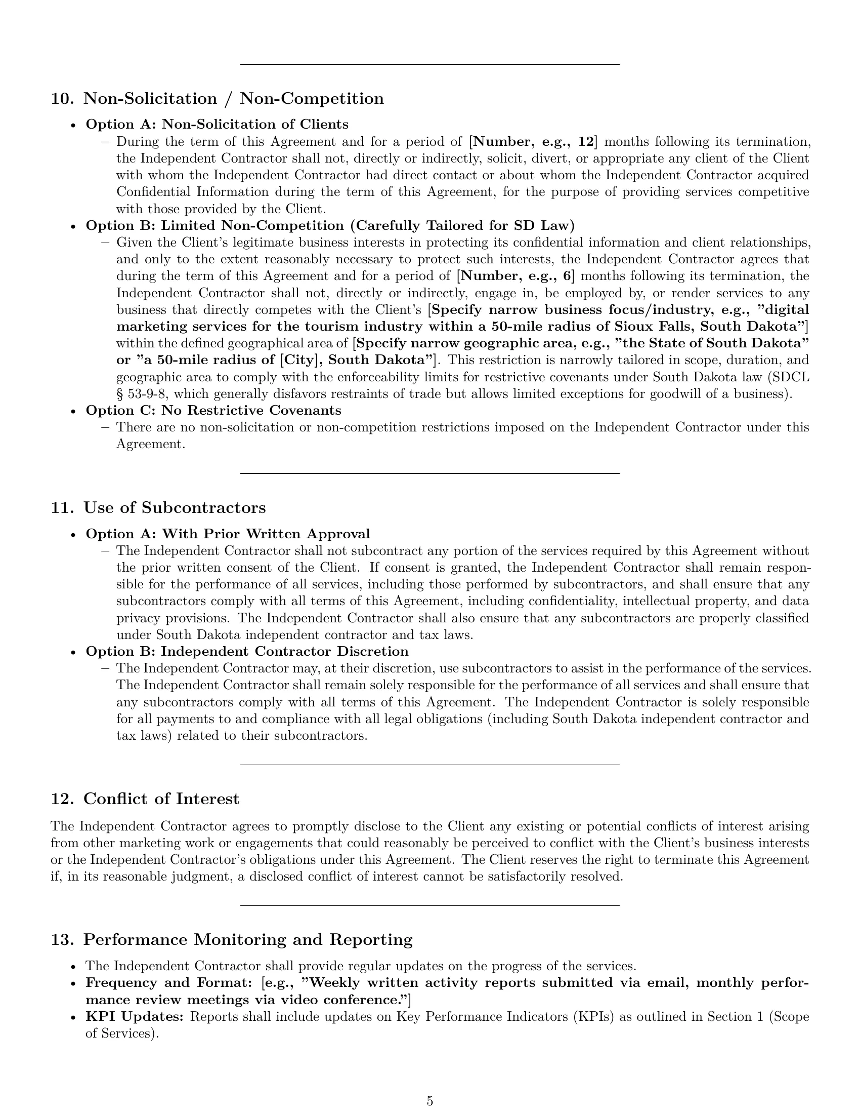 Preview page 5 of Pro South Dakota marketing independent contractor agreement template