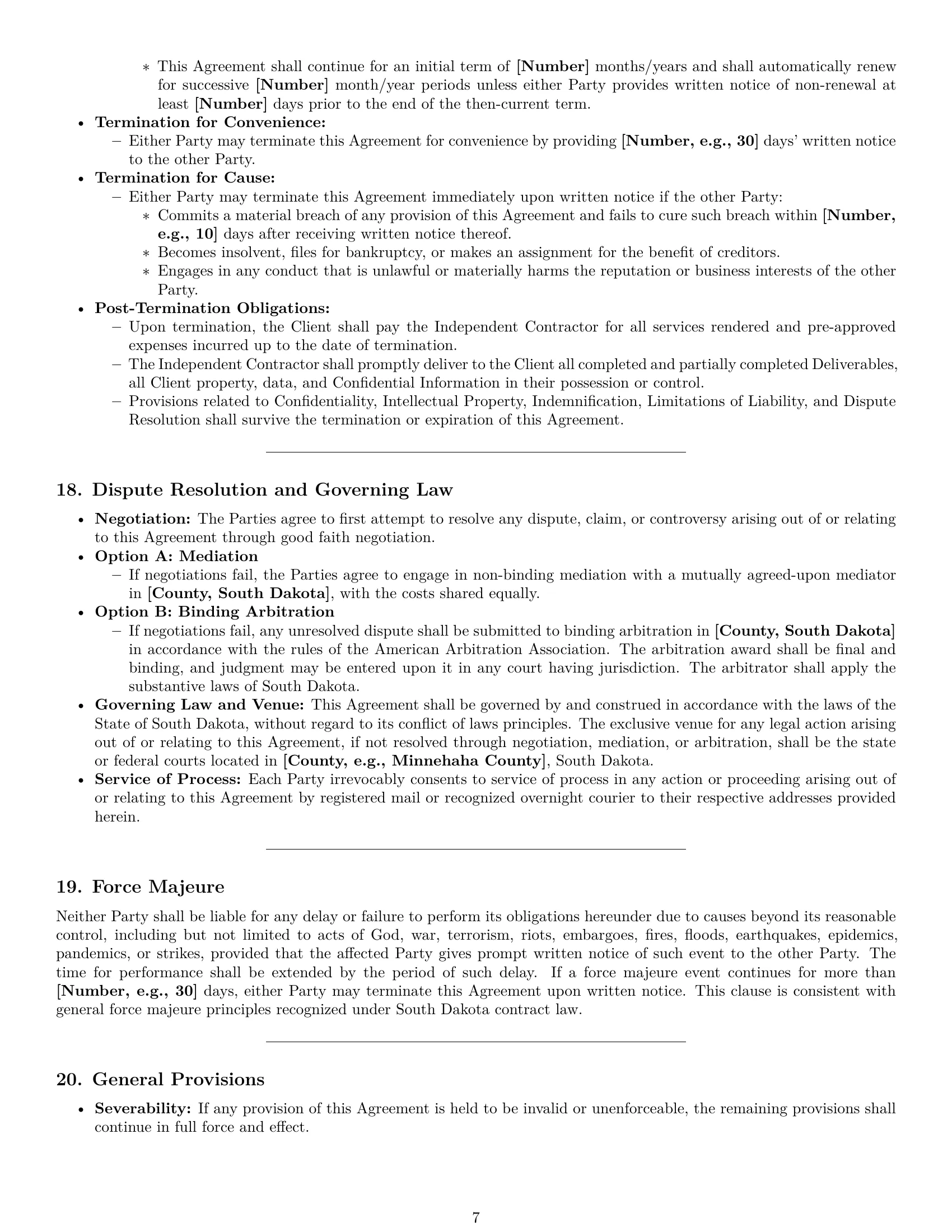 Preview page 7 of Pro South Dakota marketing independent contractor agreement template