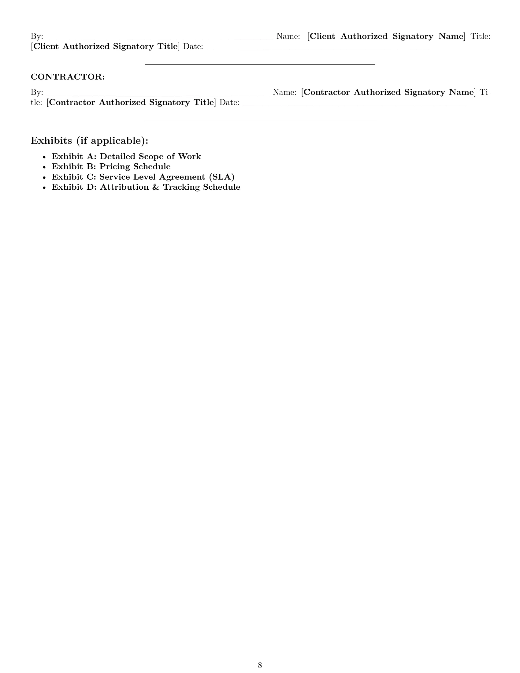 Preview page 8 of Pro Texas marketing independent contractor agreement template