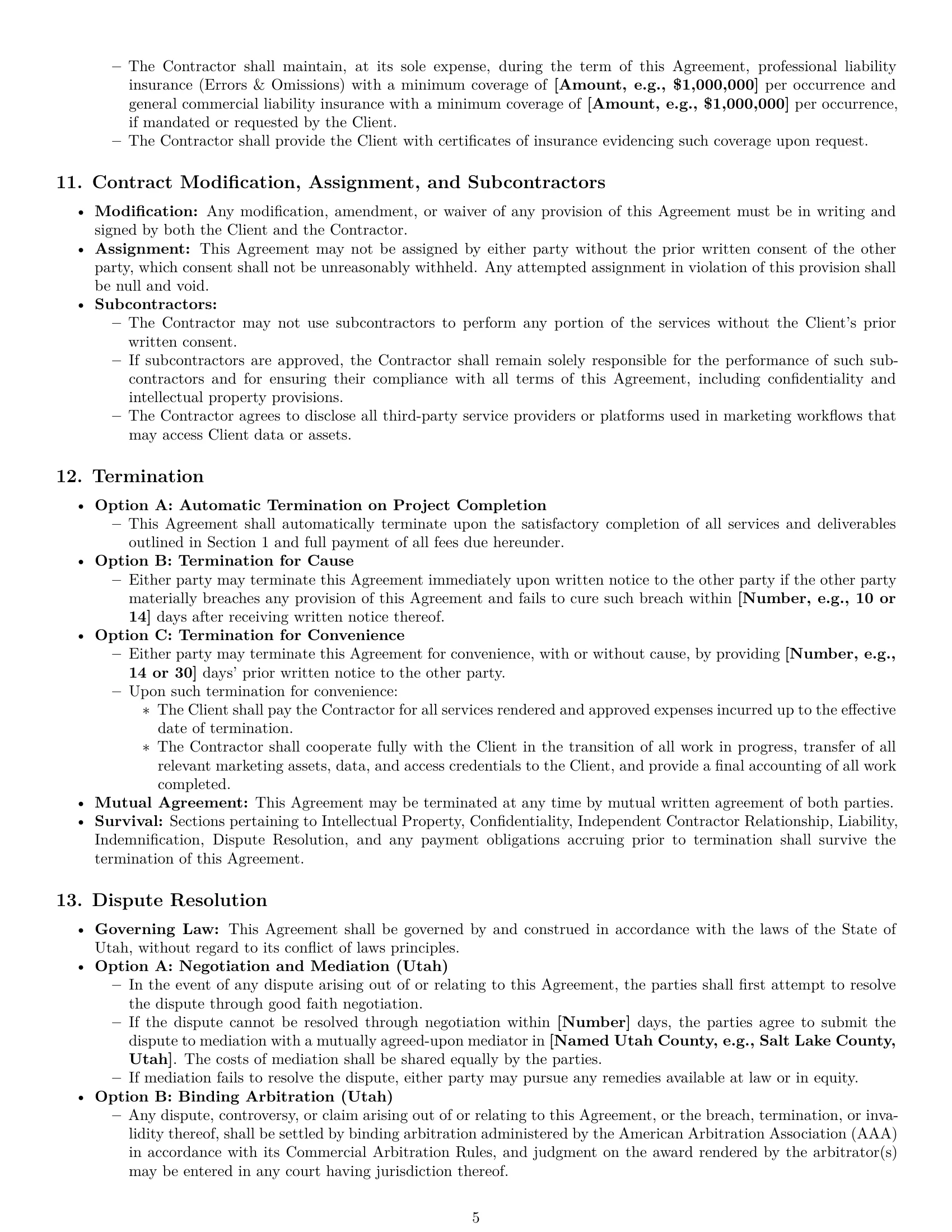 Preview page 5 of Pro Utah marketing independent contractor agreement template