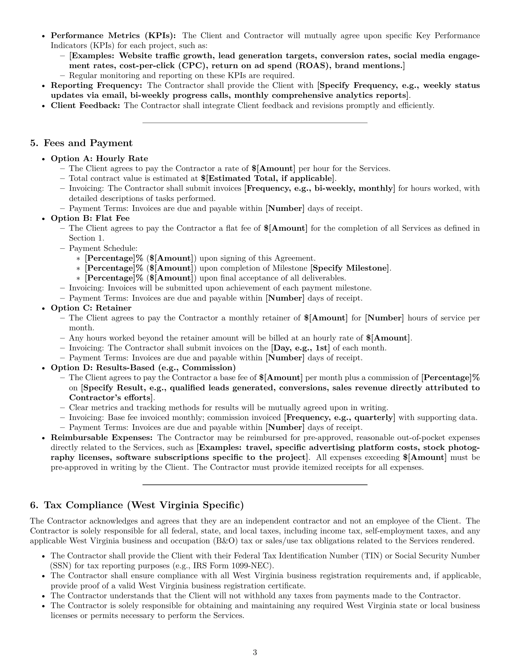Preview page 3 of Pro West Virginia marketing independent contractor agreement template