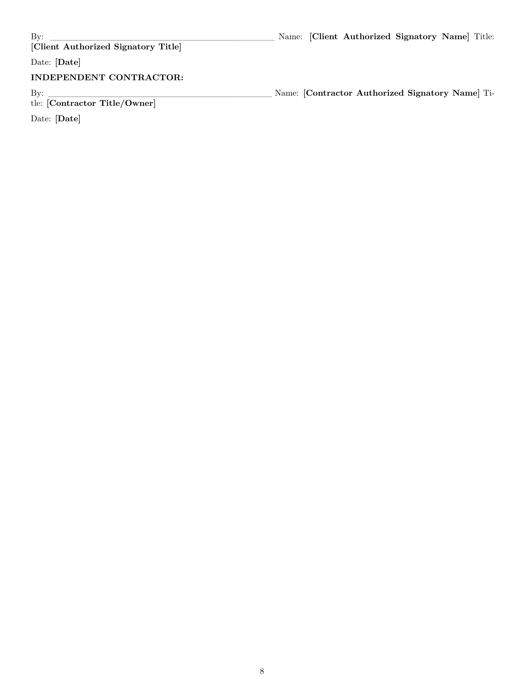 Preview page 8 of Pro West Virginia marketing independent contractor agreement template