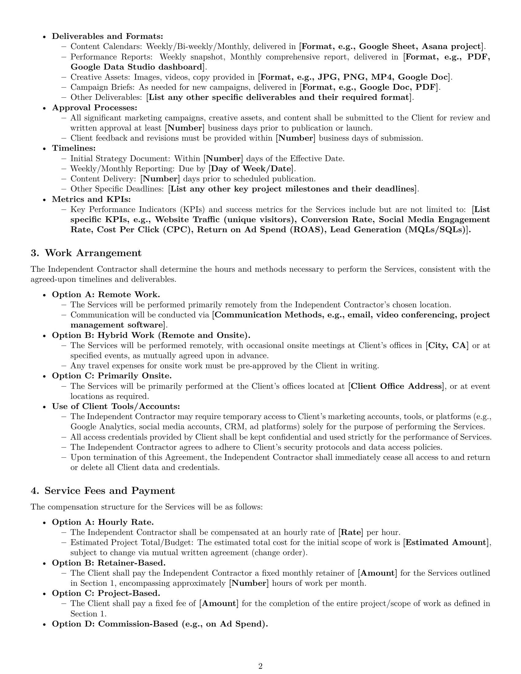 Preview page 2 of Pro California marketing independent contractor agreement template