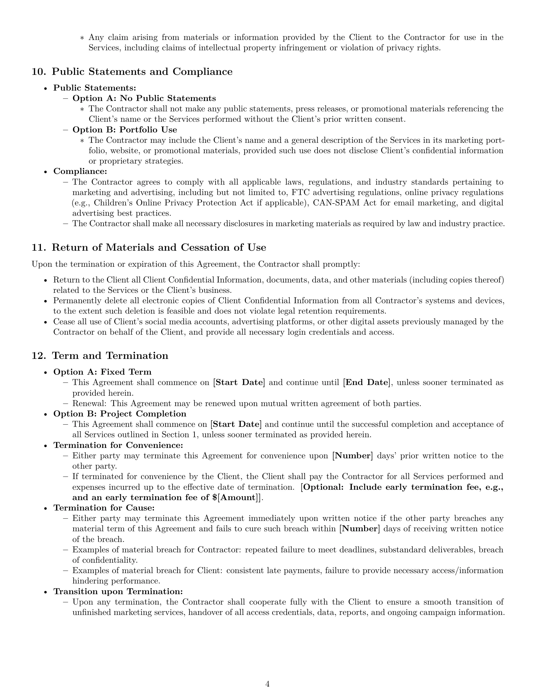Preview page 4 of Pro Wyoming marketing independent contractor agreement template