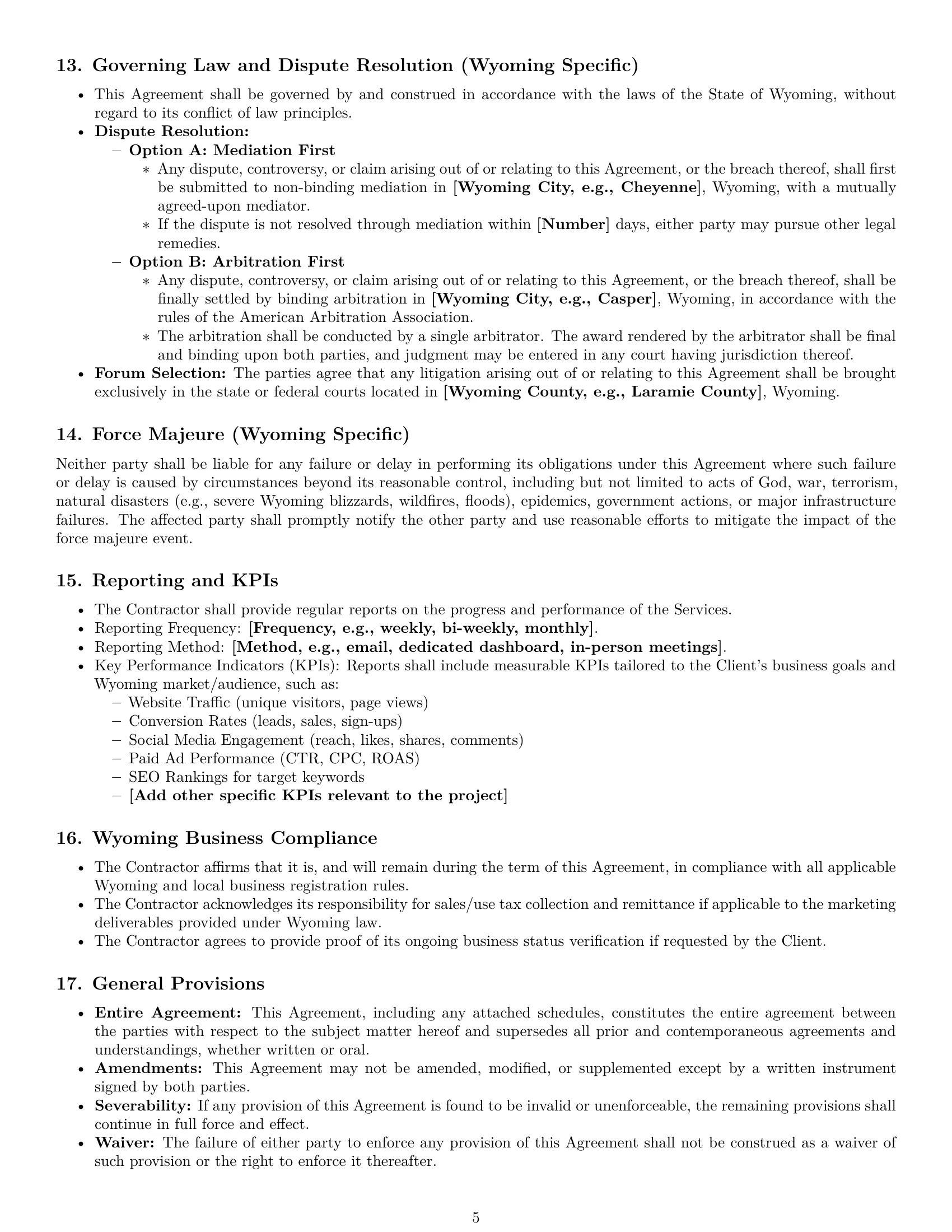 Preview page 5 of Pro Wyoming marketing independent contractor agreement template