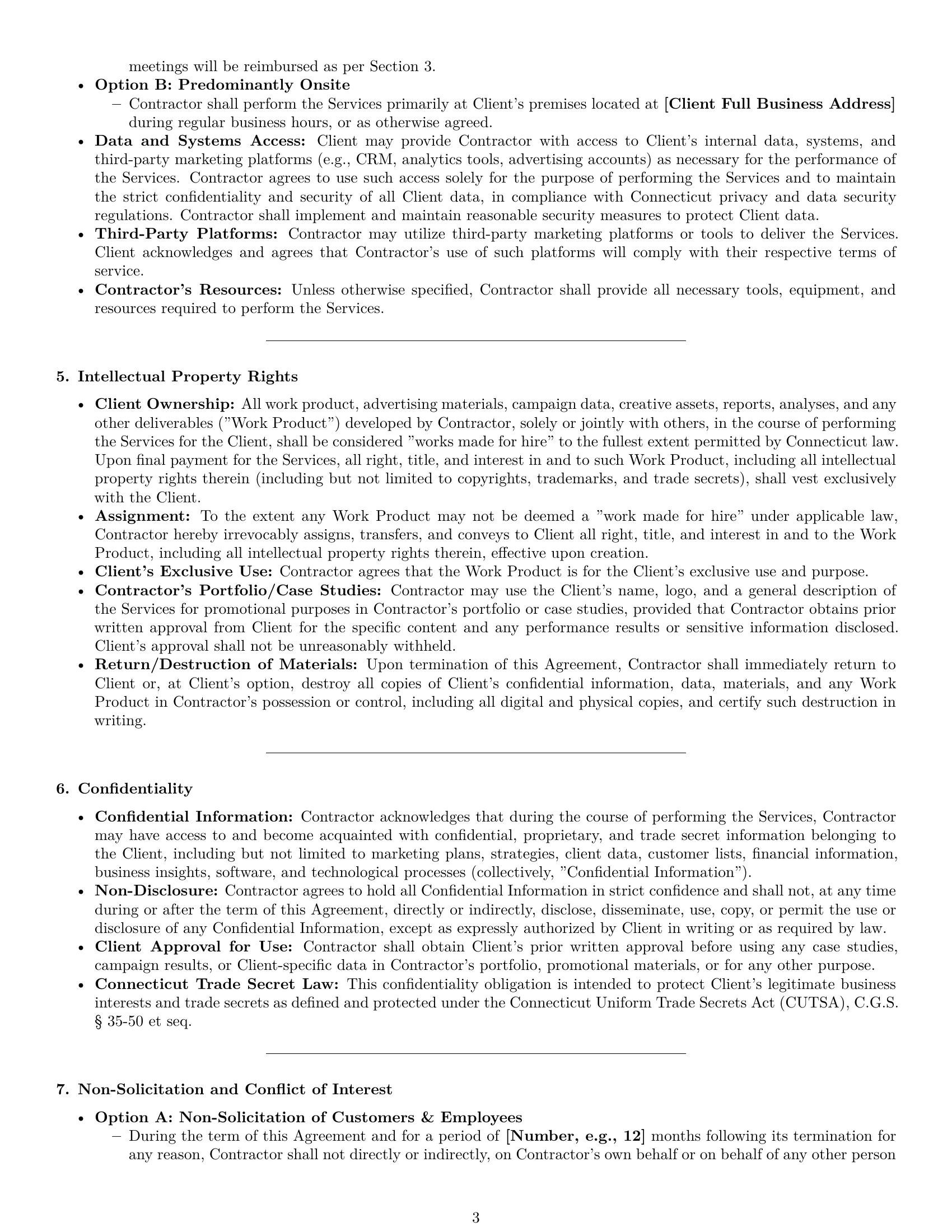 Preview page 3 of Pro Connecticut marketing independent contractor agreement template
