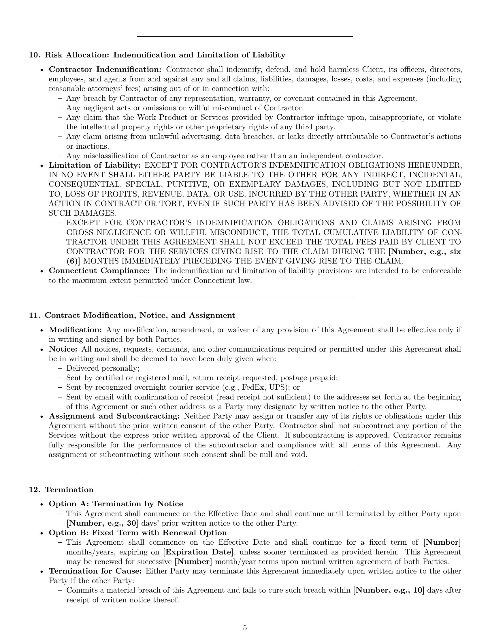 Preview page 5 of Pro Connecticut marketing independent contractor agreement template