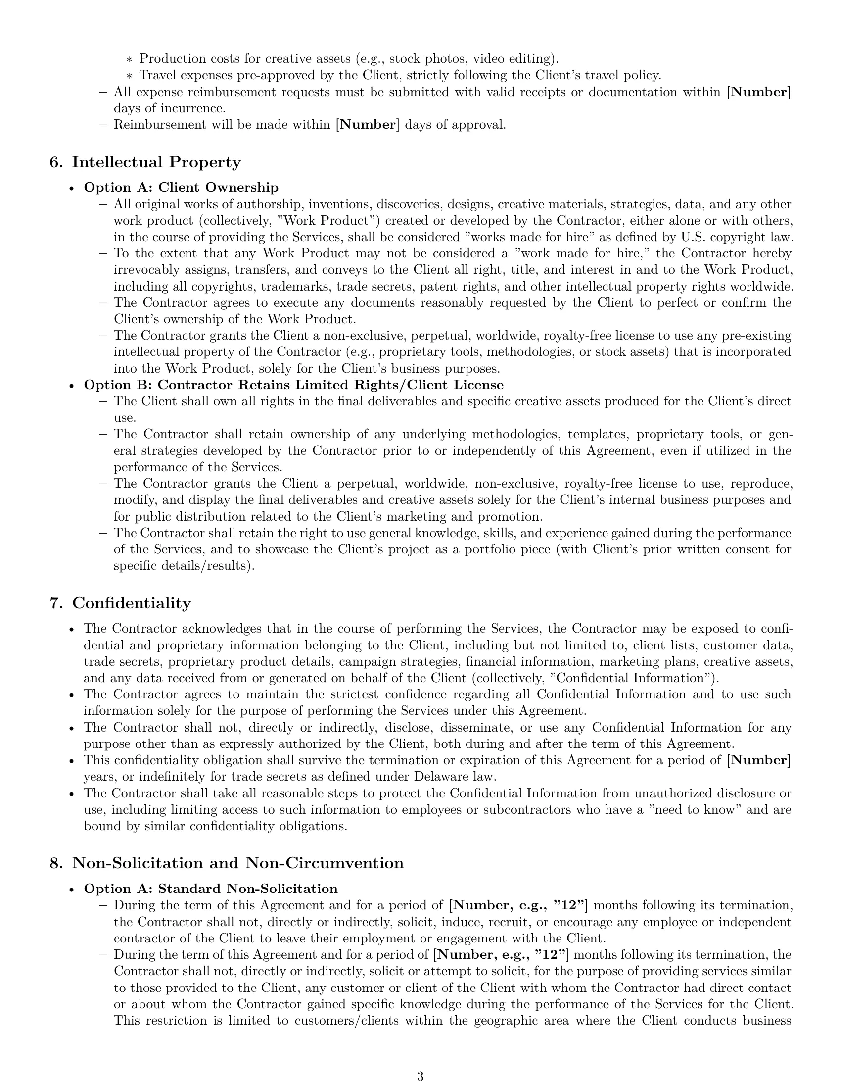 Preview page 3 of Pro Delaware marketing independent contractor agreement template