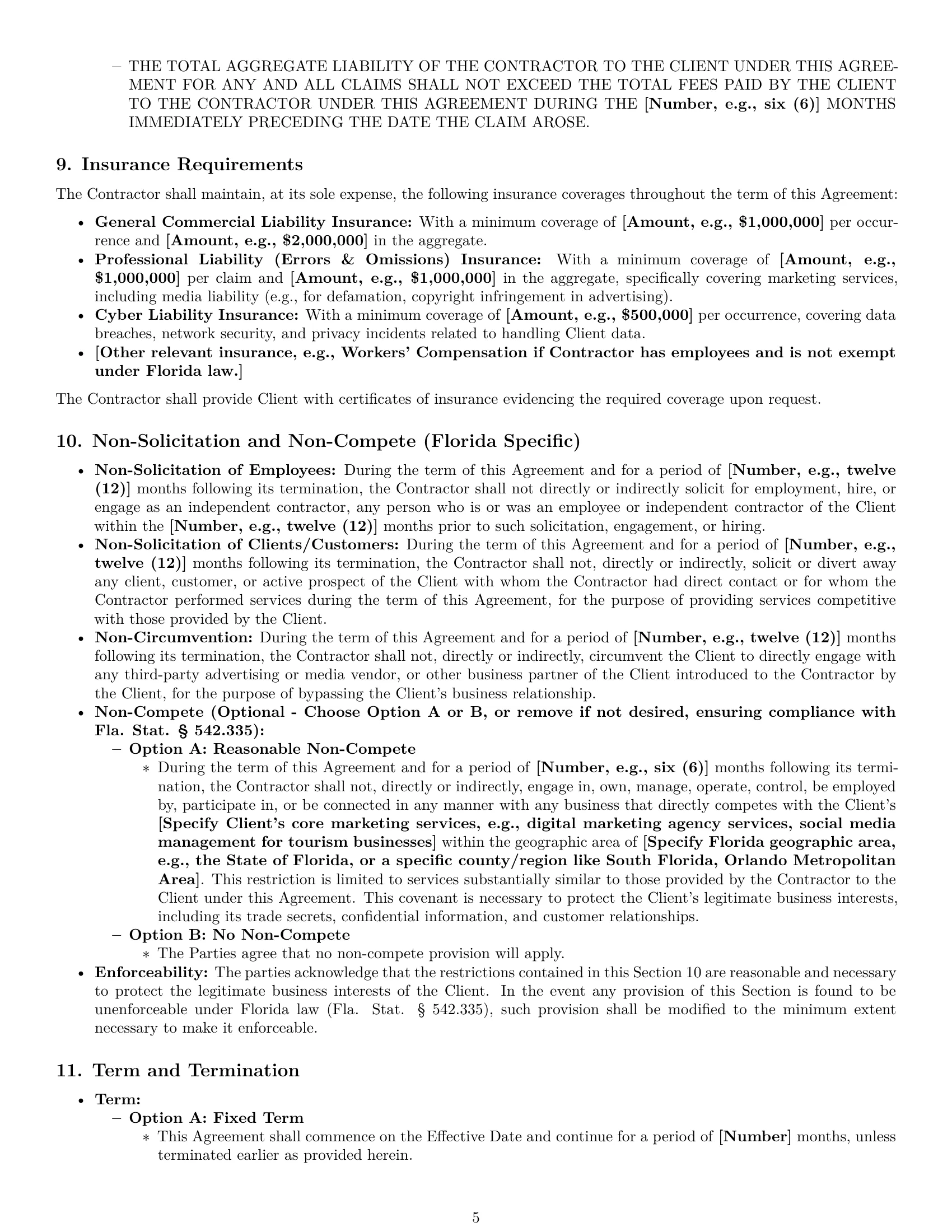 Preview page 5 of Pro Florida marketing independent contractor agreement template