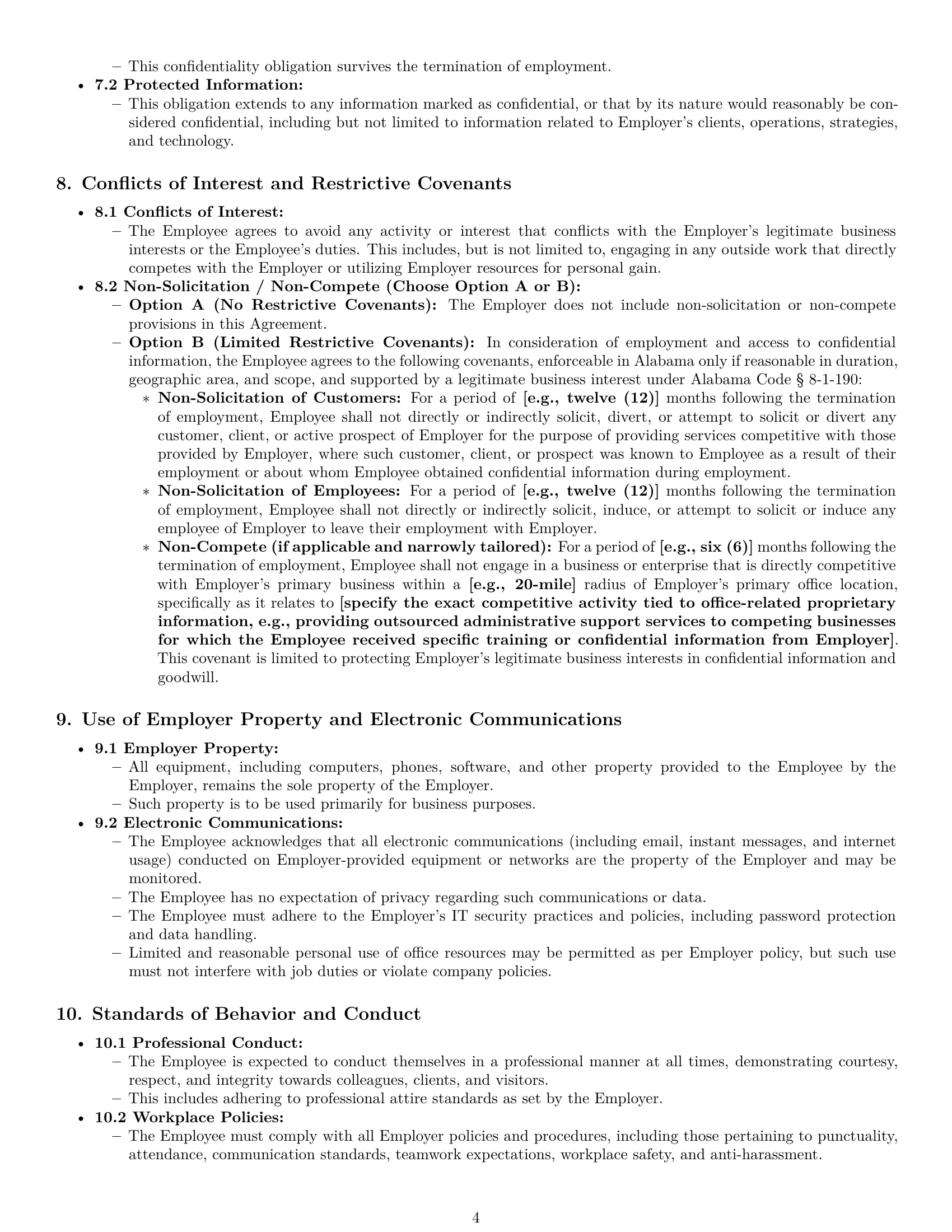 Preview page 4 of Pro Alabama office assistant employment contract template