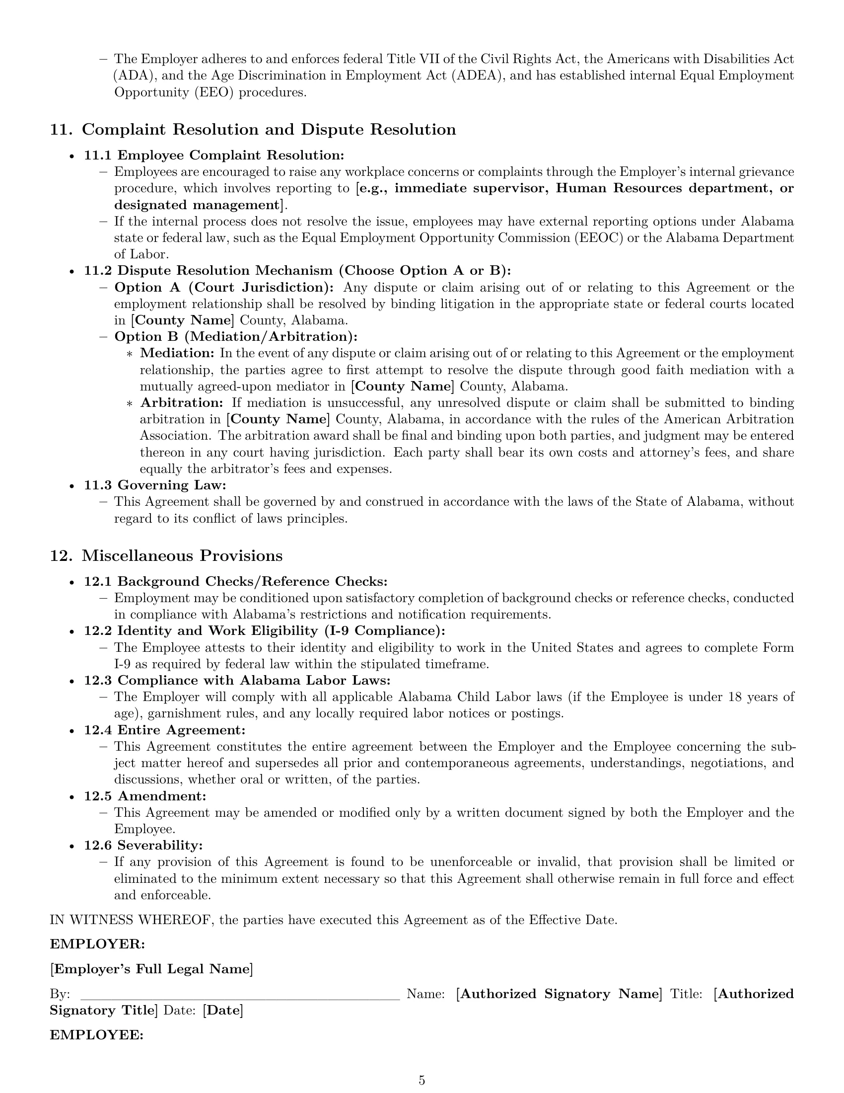 Preview page 5 of Pro Alabama office assistant employment contract template