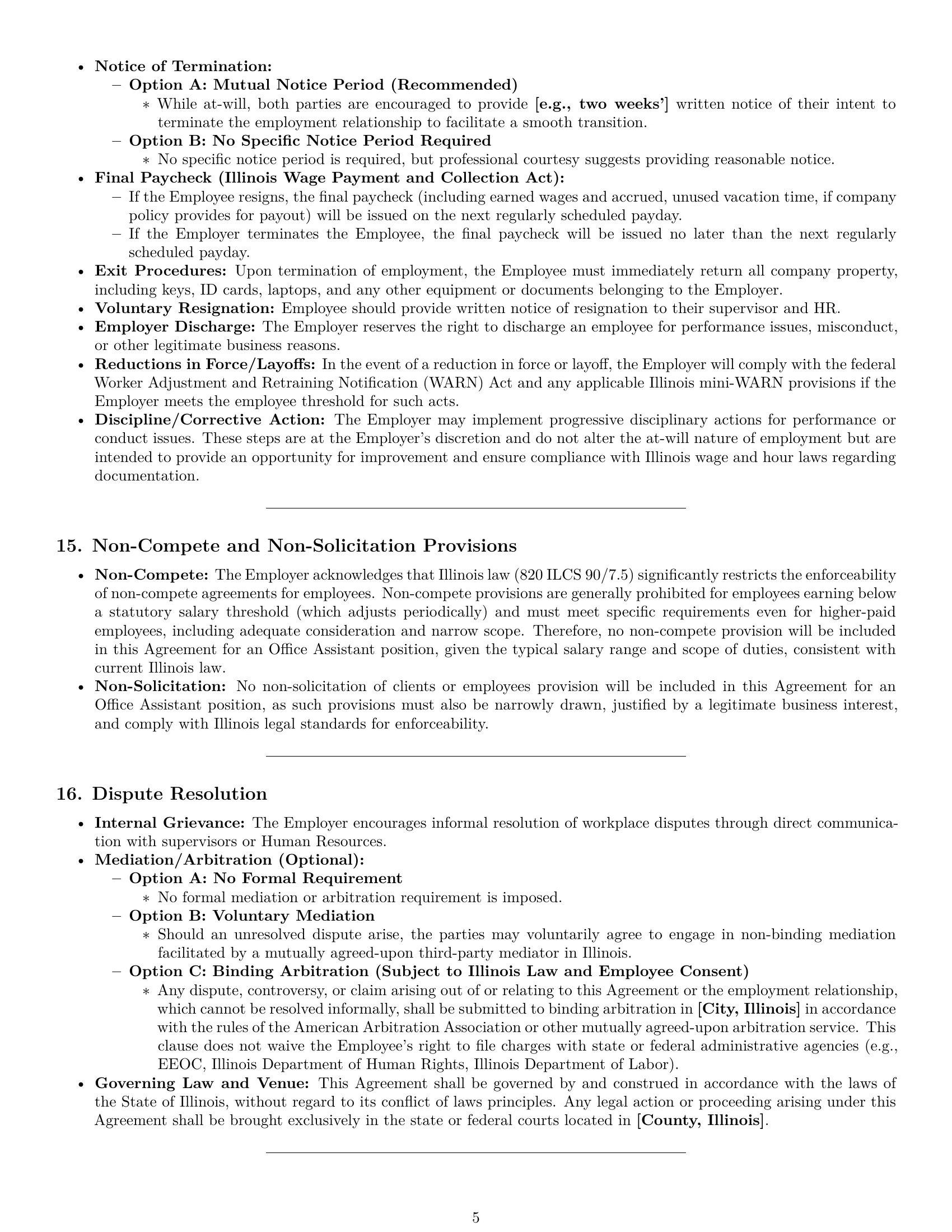 Preview page 5 of Pro Illinois office assistant employment contract template