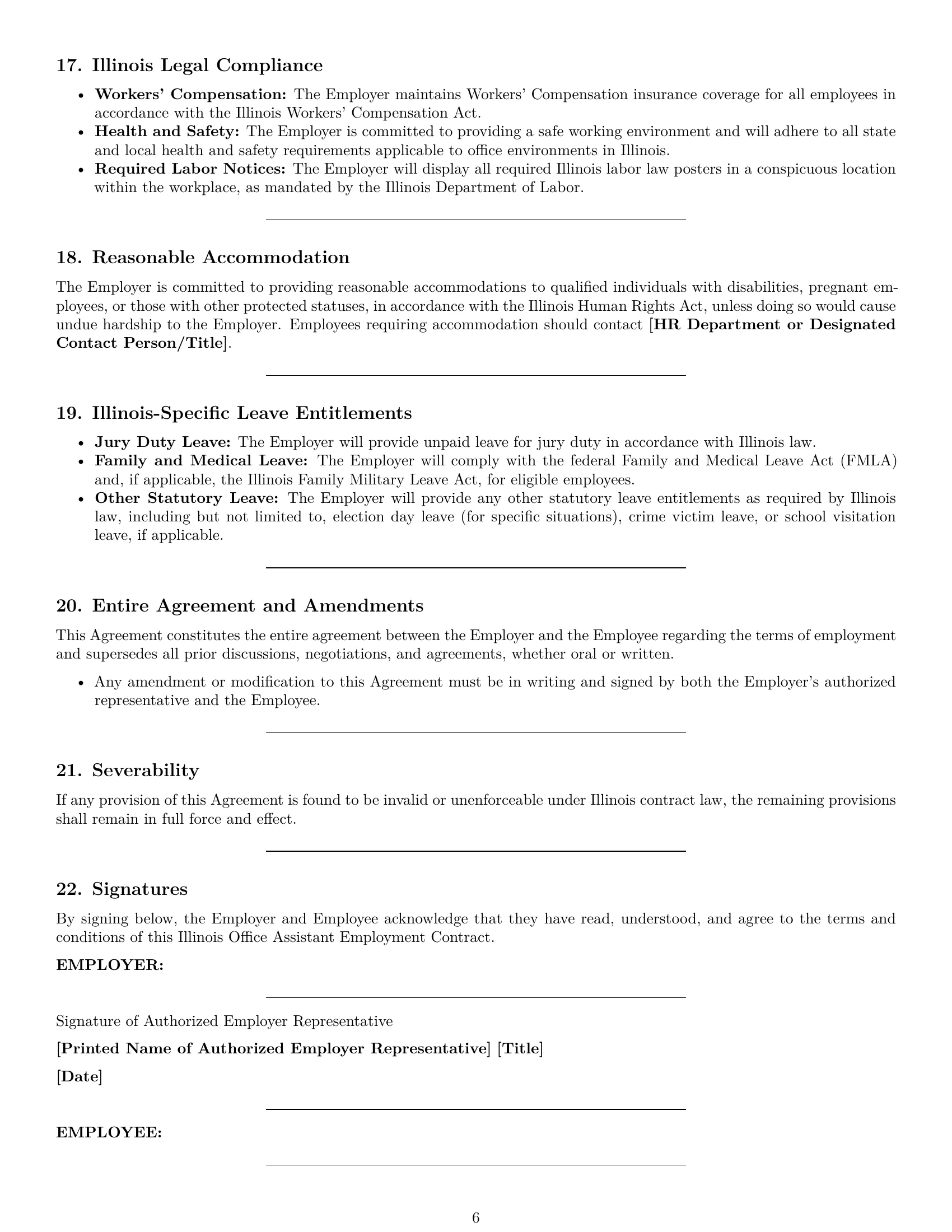 Preview page 6 of Pro Illinois office assistant employment contract template