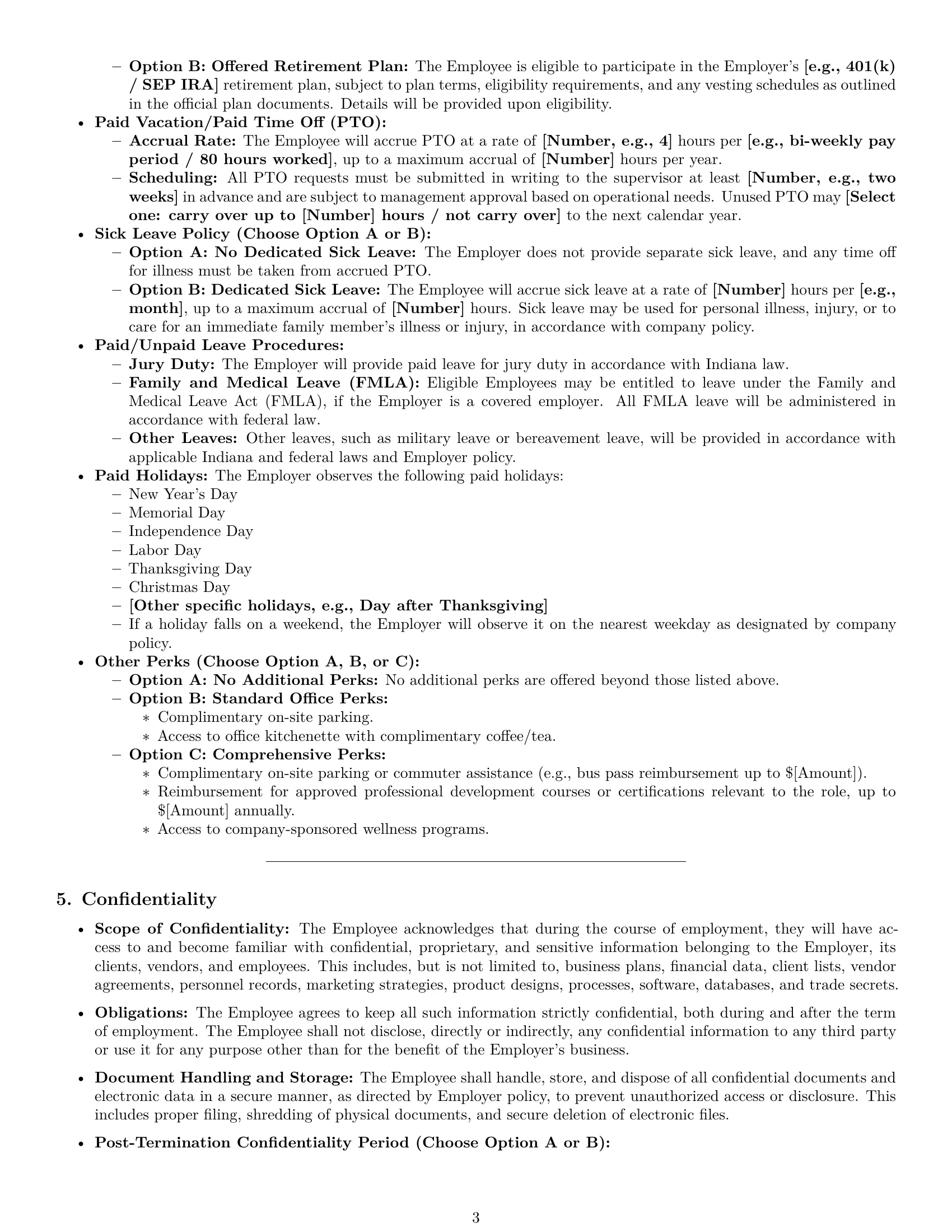 Preview page 3 of Pro Indiana office assistant employment contract template